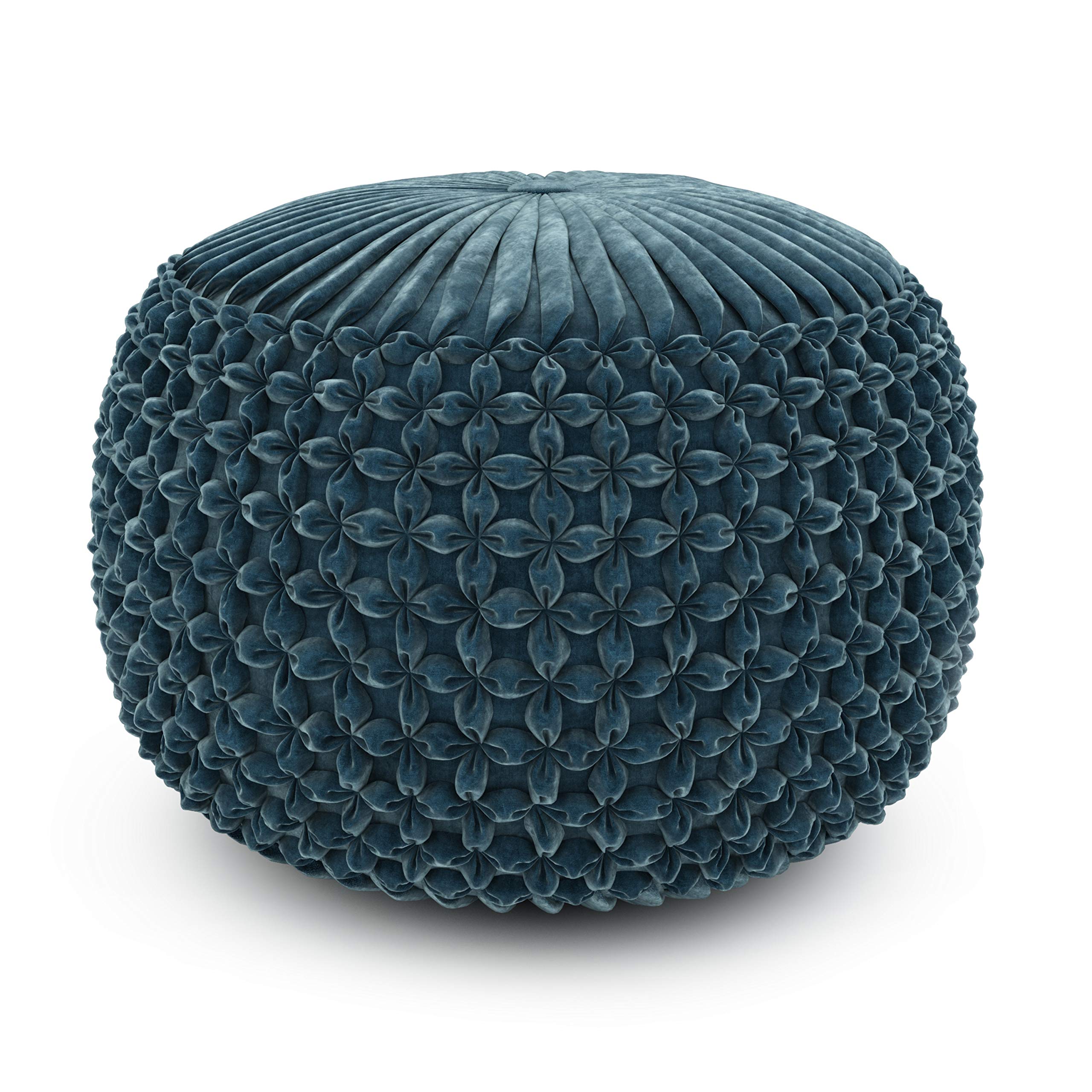 SIMPLIHOMERenee Round Poufs, 20 inch, Teal