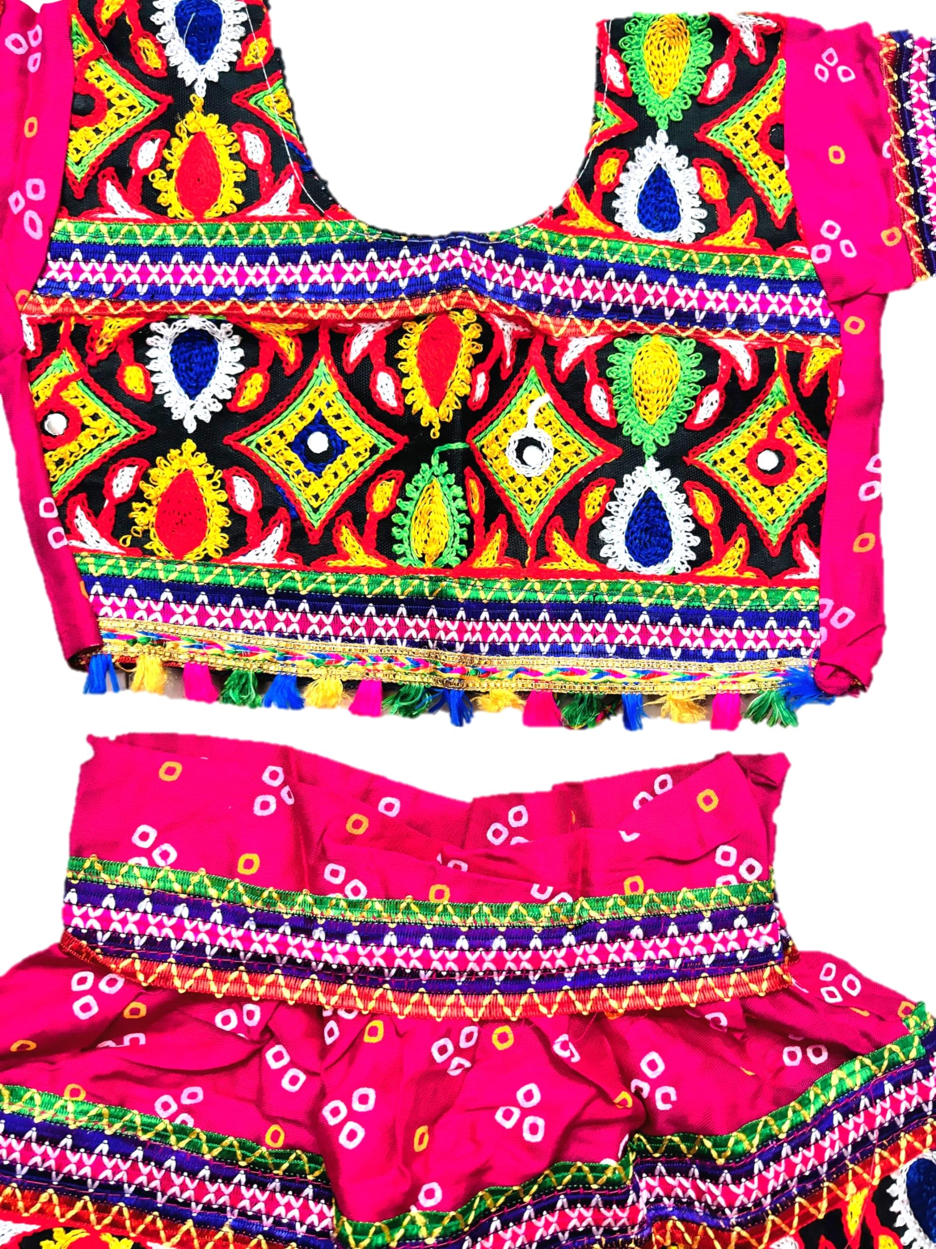 PK HUB Baby Girls Embroidered Lehenga Choli Set with Dupatta | Traditional Ethnic Wear Dress for Kids | Navratri, Garba, Wedding & Festive Costume for Girls (Pink, 24-30 month)