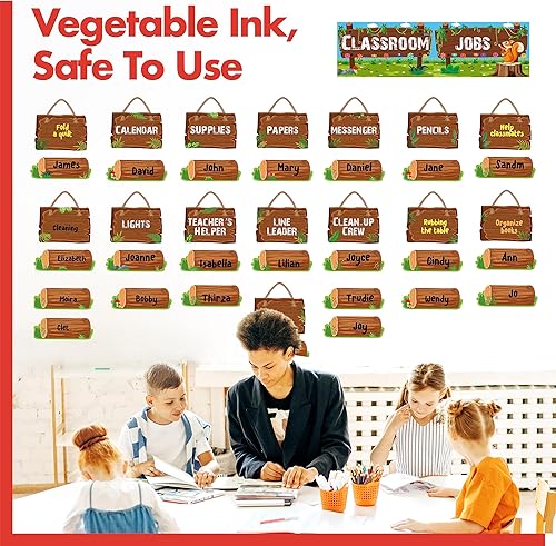 Miniatura 6 de 53 piezas de trabajos en el aula, 36 tarjetas de nombre, tabla de trabajo para el aula con etiqueta de nombre, administración de clases, ayudante