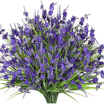 Kunstblumen wie Echt 12 B ndel Kunstpflanzen Au enbereich K nstliche Lavendel Blumen Outdoor Wetterfest K nstliche Balkonpflanzen k nstlich Pflanze f r Drau en Garten Hochzeit Balkon Deko Lila