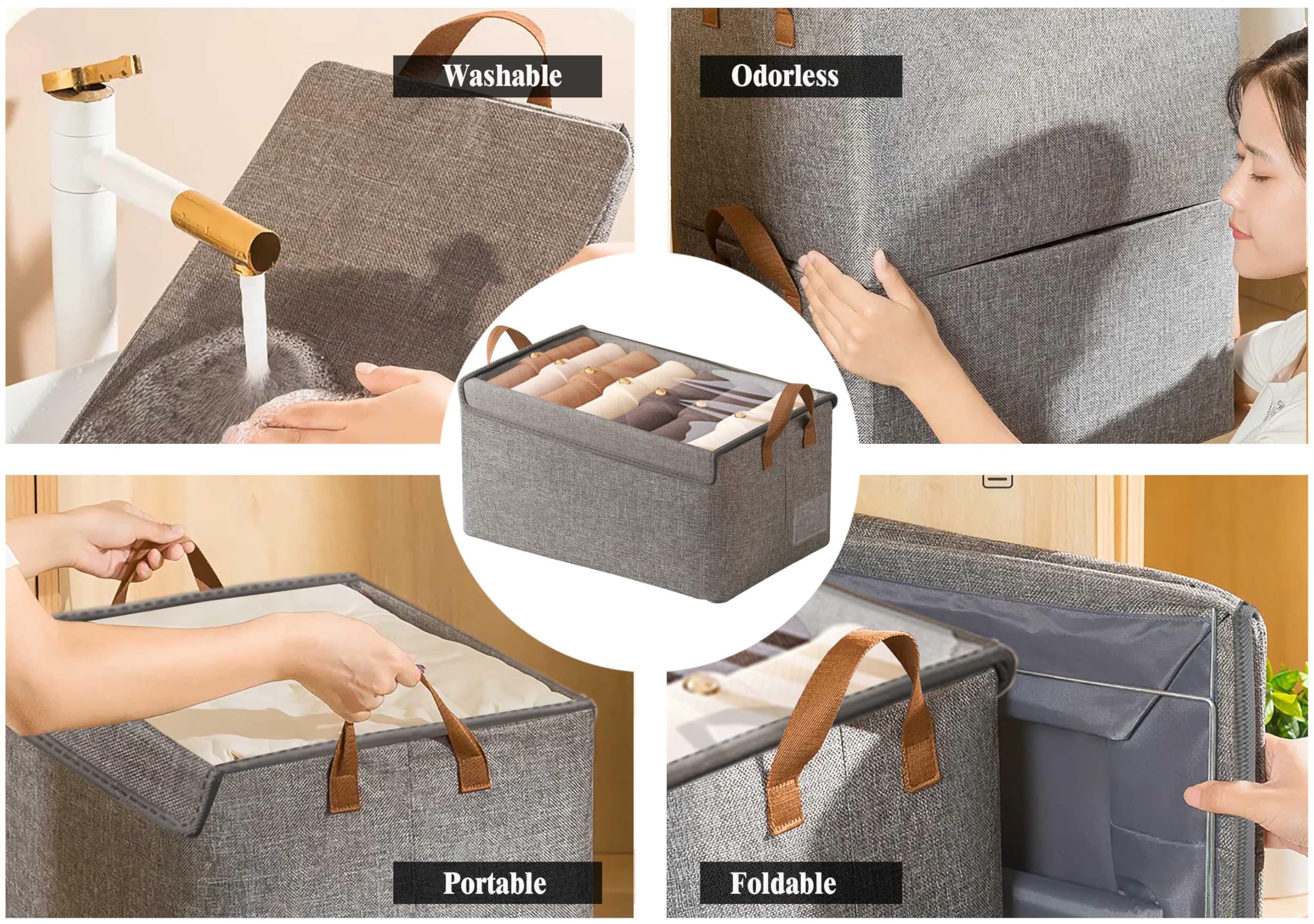 AARAINBOW Wardrobe Clothes Storage Boxes 4 Pc, Stackable Fabric Boxes with Lids Closet Storage - Image 2