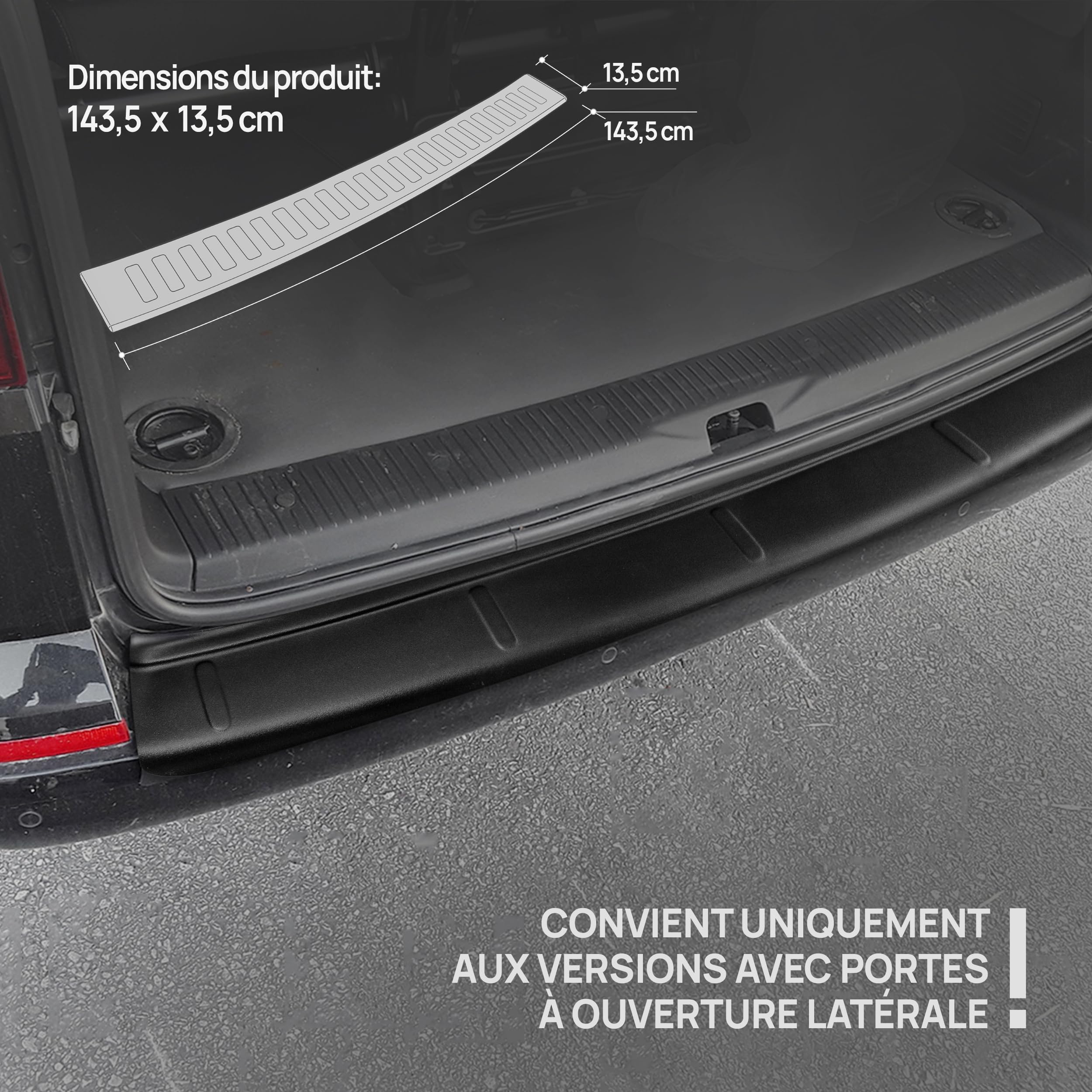 Chromemaster | Protection de Pare-Chocs arrière | Compatible avec VW T6 2015-2019 | Plastique ABS, Noir Mat | Protection de seuil de Coffre pour protéger Votre Voiture des Rayures