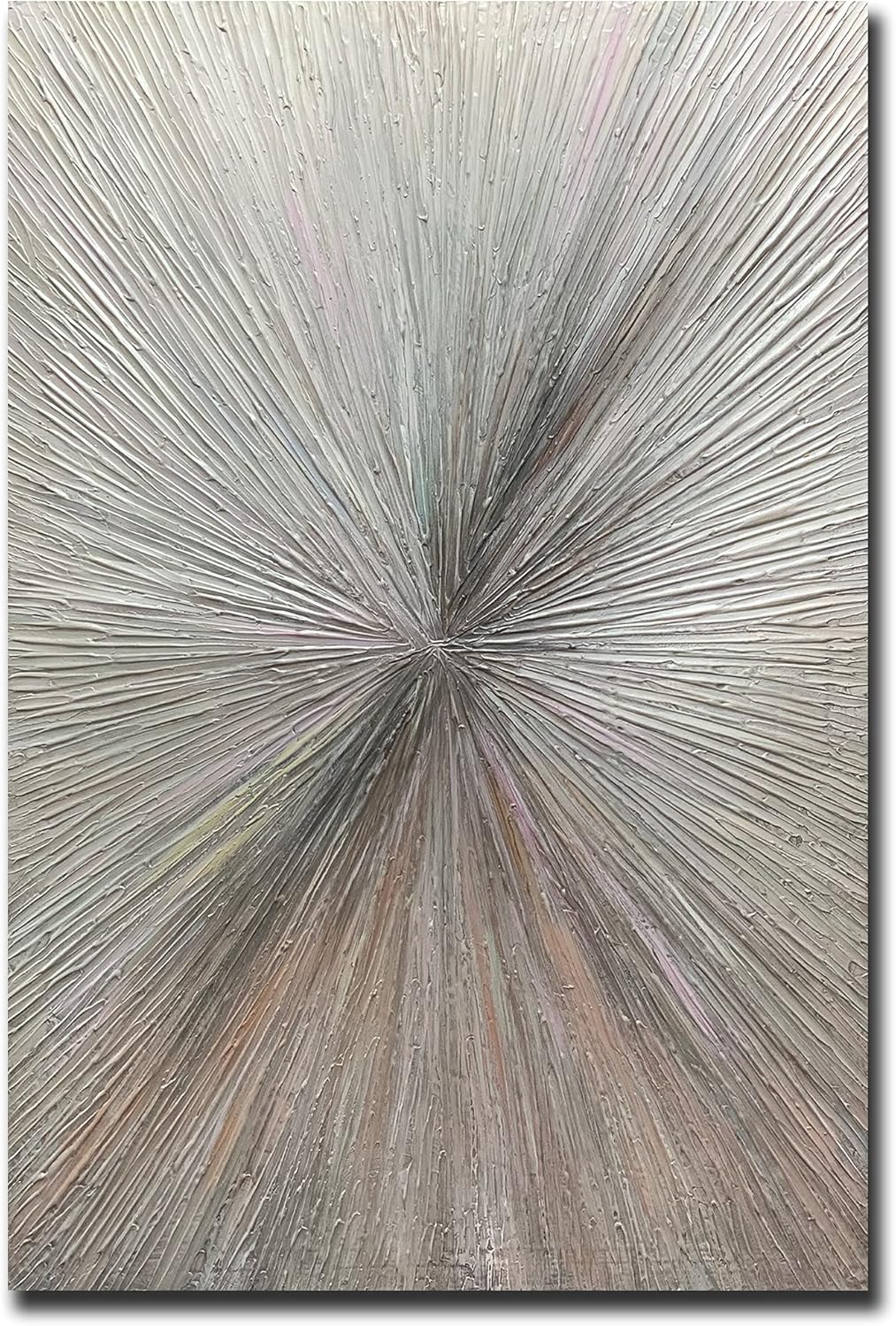 MUWU Modern Canvas Paintings Wall Art Modern Home Decor Colorful Flow Change Oil Painting 3D Wall Decoration for Livingroom Ready to hang 24x36 Inch Silver