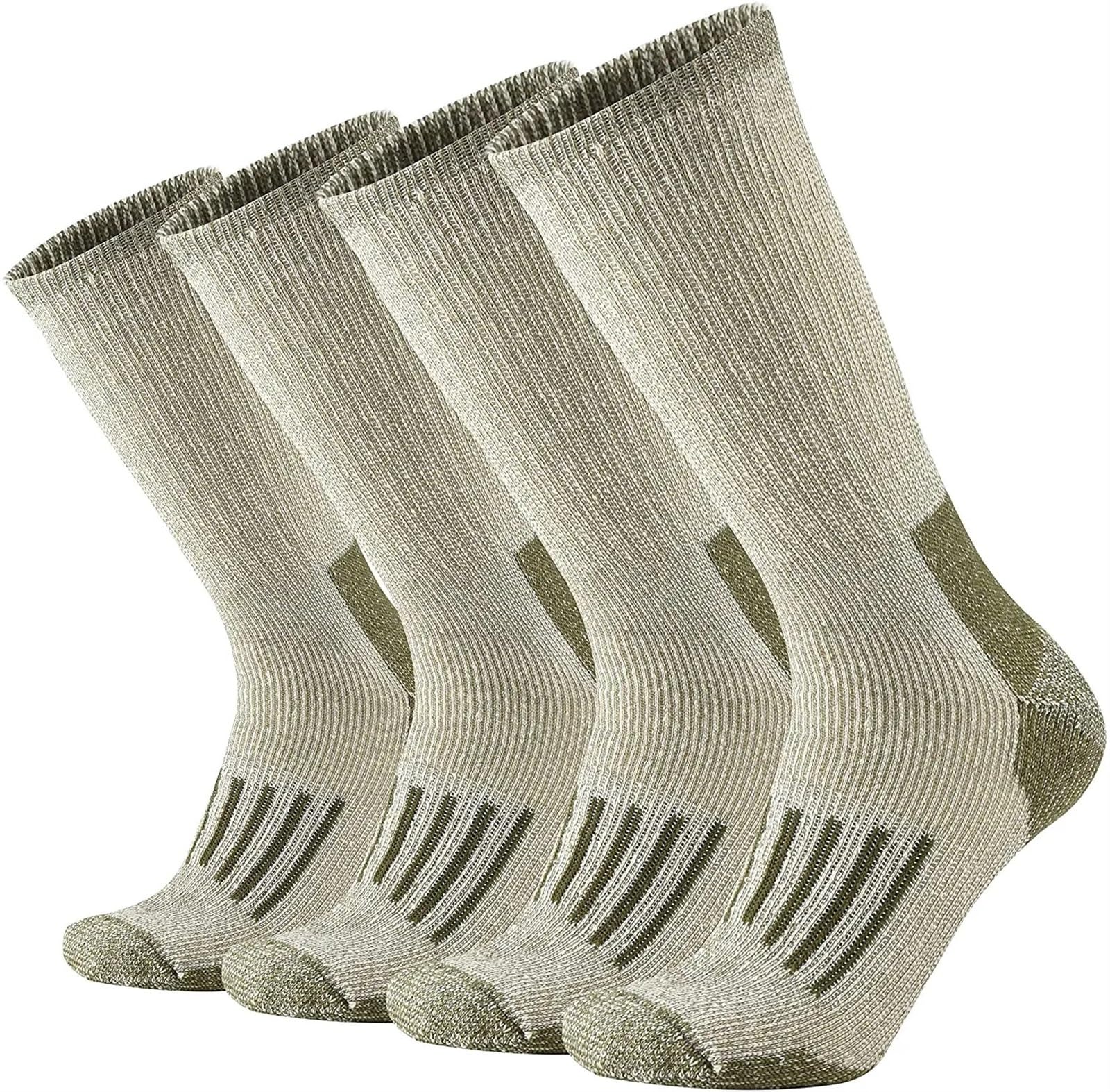 Calze da Sci Calzini da trekking Calzini di lana for uomo Donna Calzini da sci in lana 80% Calzini termici spessi invernali da uomo Camminano caldi anti-odore(Green A ( 4 Pairs ),Euro Size L(43-46))