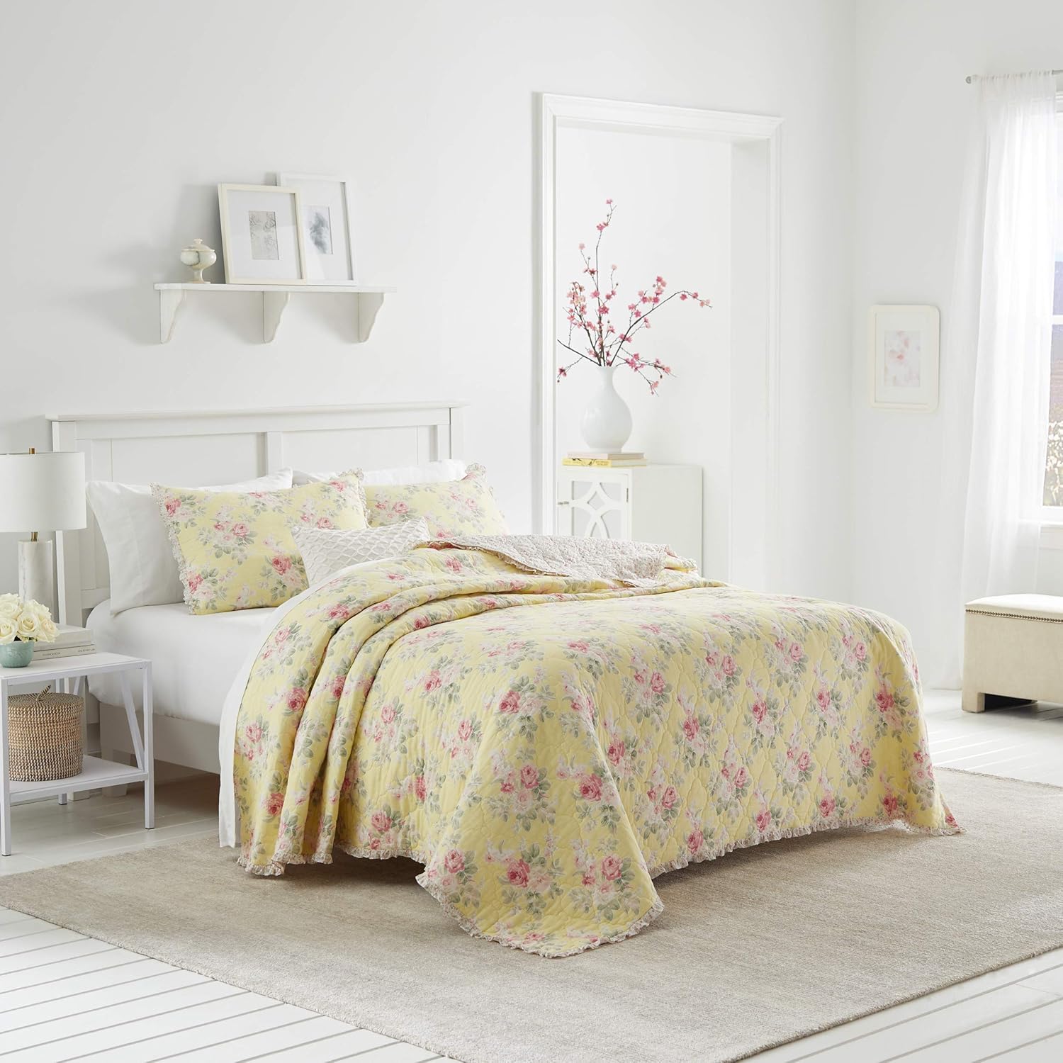 Laura Ashley Home Melany Collection Luxury Premium Ultra Soft Quilt Coverlet