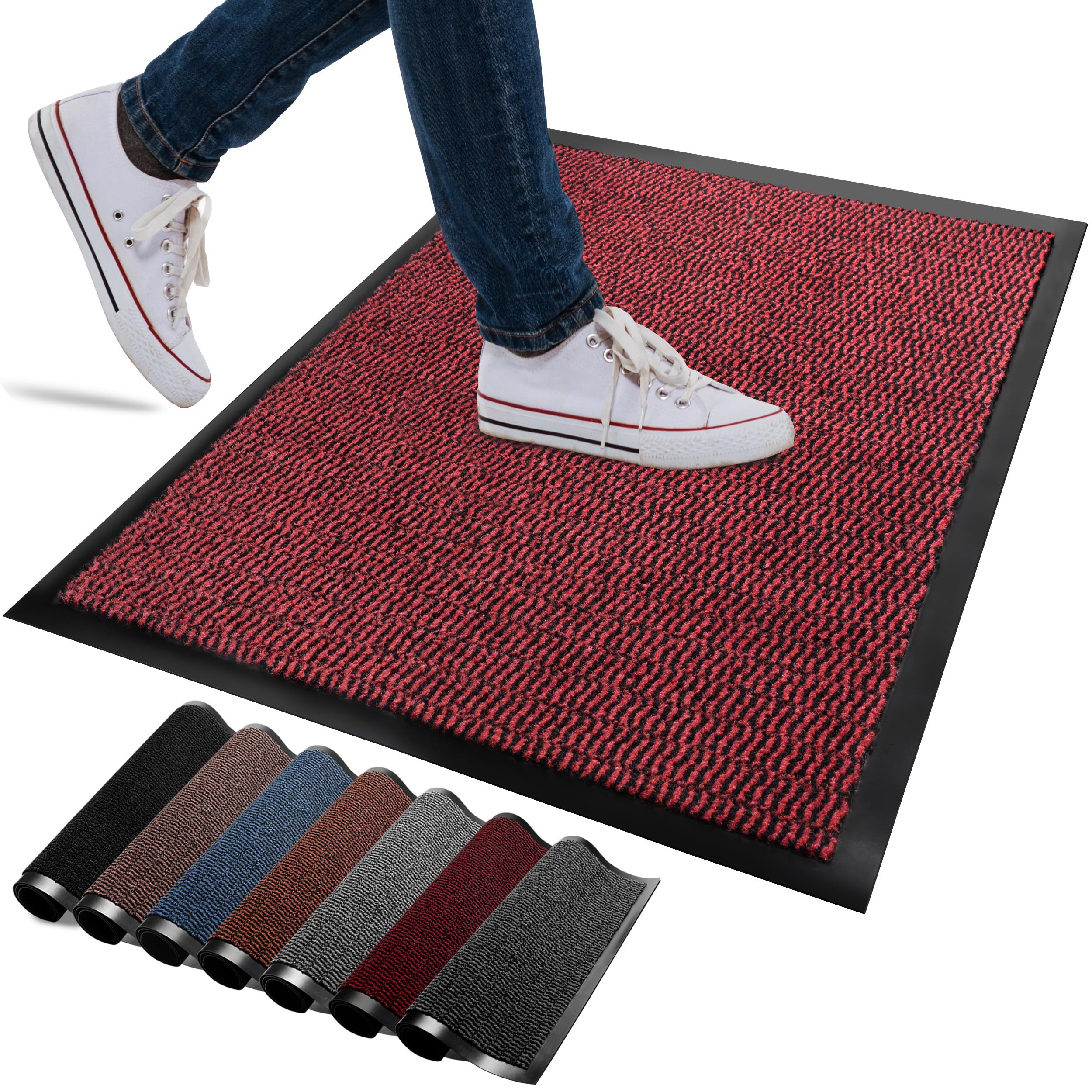 FB FunkyBuys Washable Door Mats Indoor & Outdoor - Non-Slippery Heavy Duty Doormats Indoor - Highly Absorptive Rubber Door Mat - Perfect for Kitchen, Home and Hotel Entrance (Red, 120x180 CM) โ image 1