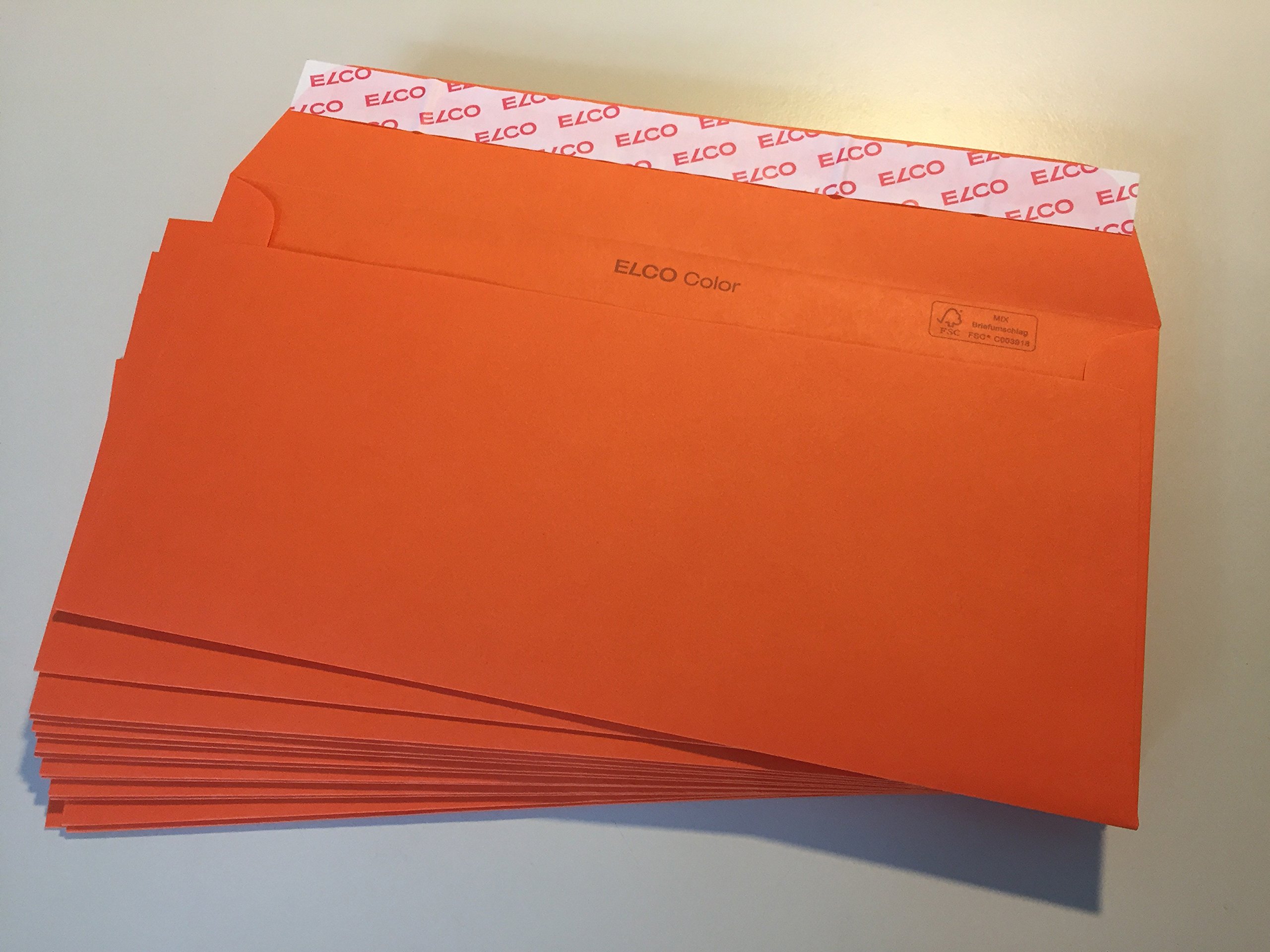 250 orange Kuverts, C6/5 = 229 x 114 mm, mit Haftklebestreifen, 100 g/qm