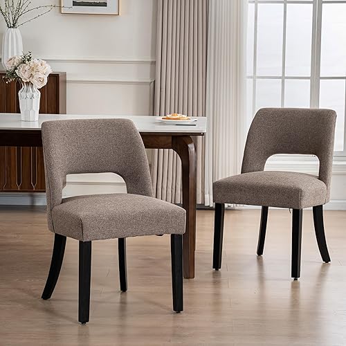 Miniatura 26 de VKNOW Juego de 6 sillas de comedor de madera, sillas de comedor tapizadas en tela modernas, sillas de cocina, silla de comedor de granja para cocina