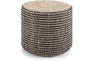 SIMPLIHOME Larissa Round Pouf - Jute Ottoman Foot Rest