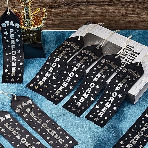 Miniatura 7 de Tigeen 100 cintas de premio Black Star Performer con mención honorífica con tarjeta de evento y cuerda de participación de medalla de premio para