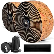Road Bike Cork Handlebar Tapes, Brown Bicycle Bar Tape with High Stain Resistance, Shock Absorbing EVA Bike Grip Tapes for Handlebar Set of 2, Cork