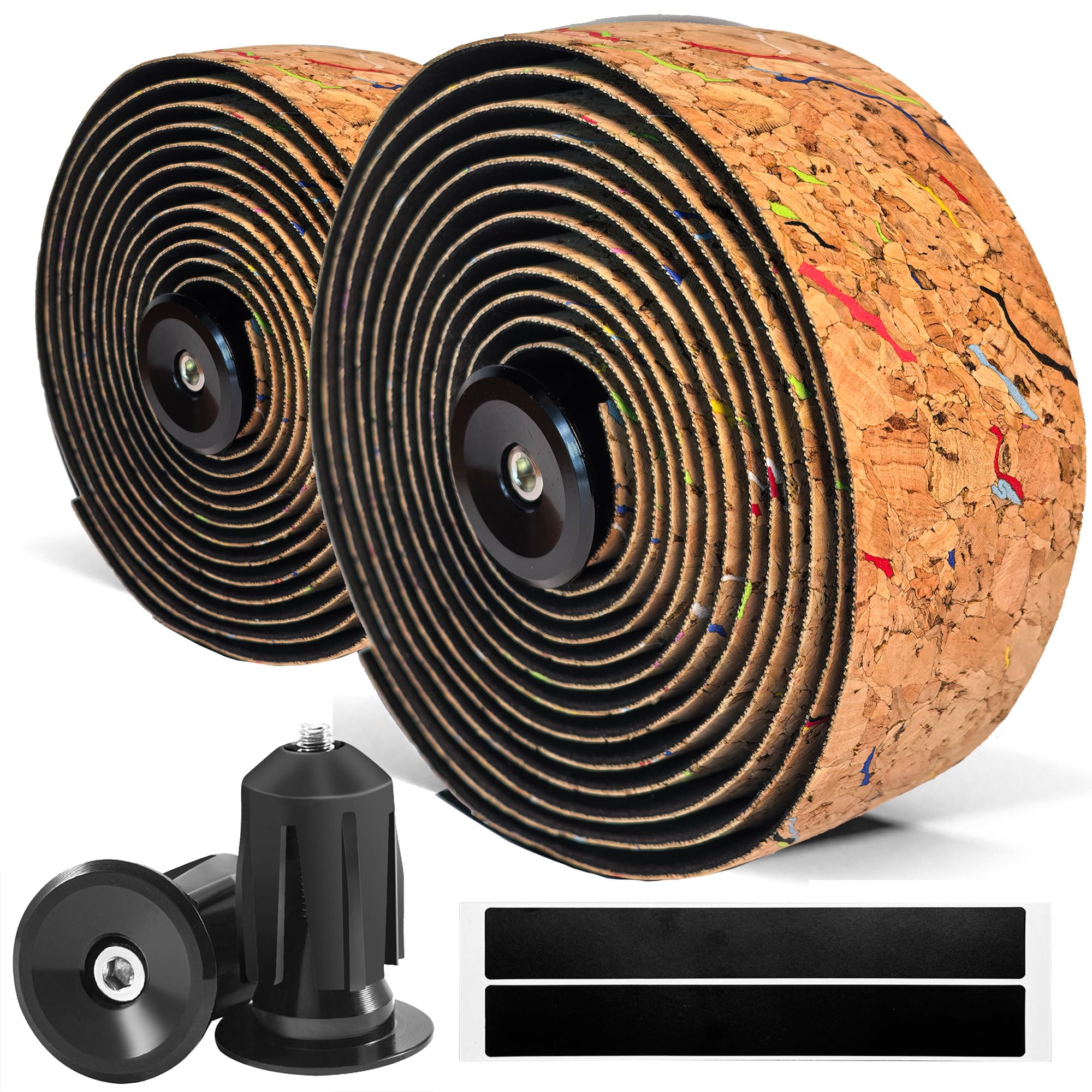 Road Bike Cork Handlebar Tapes, Brown Bicycle Bar Tape with High Stain Resistance, Shock Absorbing EVA Bike Grip Tapes for Handlebar (Set of 2, Cork)