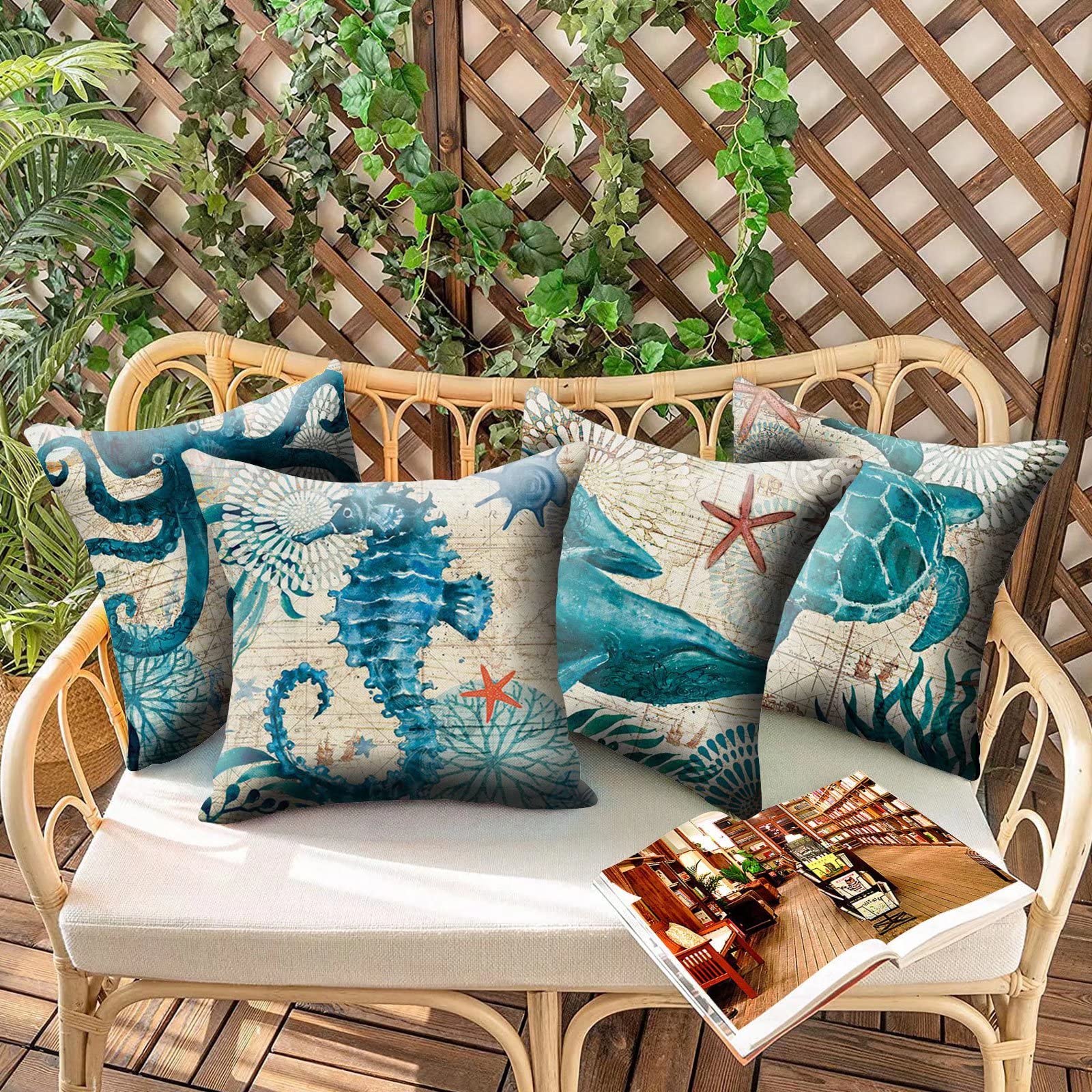 Federe Per Cuscini Da Esterno Qahing – 40x40 Cm – 4 Pezzi – Giallo Senape – Impermeabili Per Arredamento Giardino