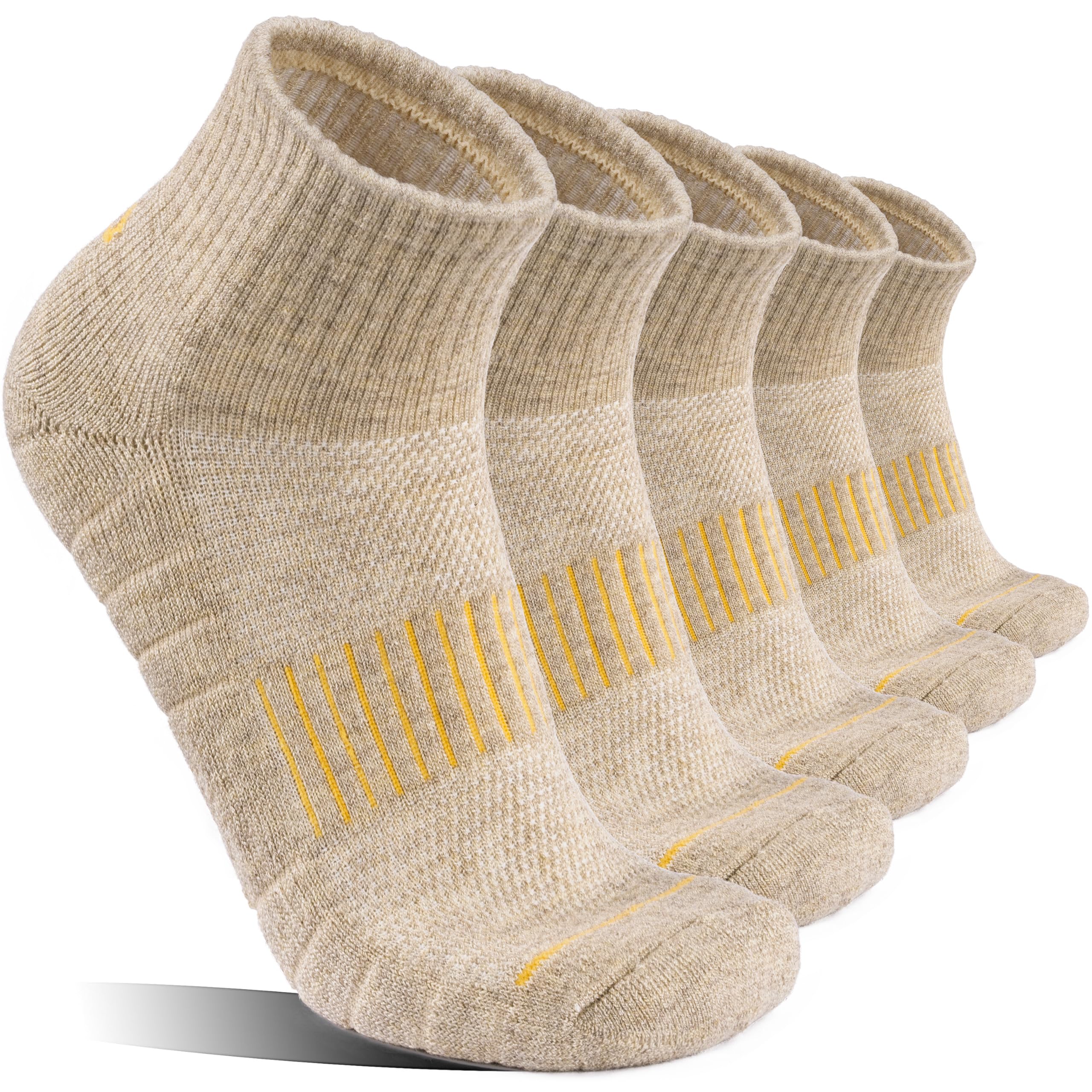 Natugloe 5 Paar Merino Wandersocken Damen Herren,Gepolstert Viertelsöckchen,Sneaker Socken Wollsocken,Outdoor-Sportsocken für Laufen Wandern Bergsteigen