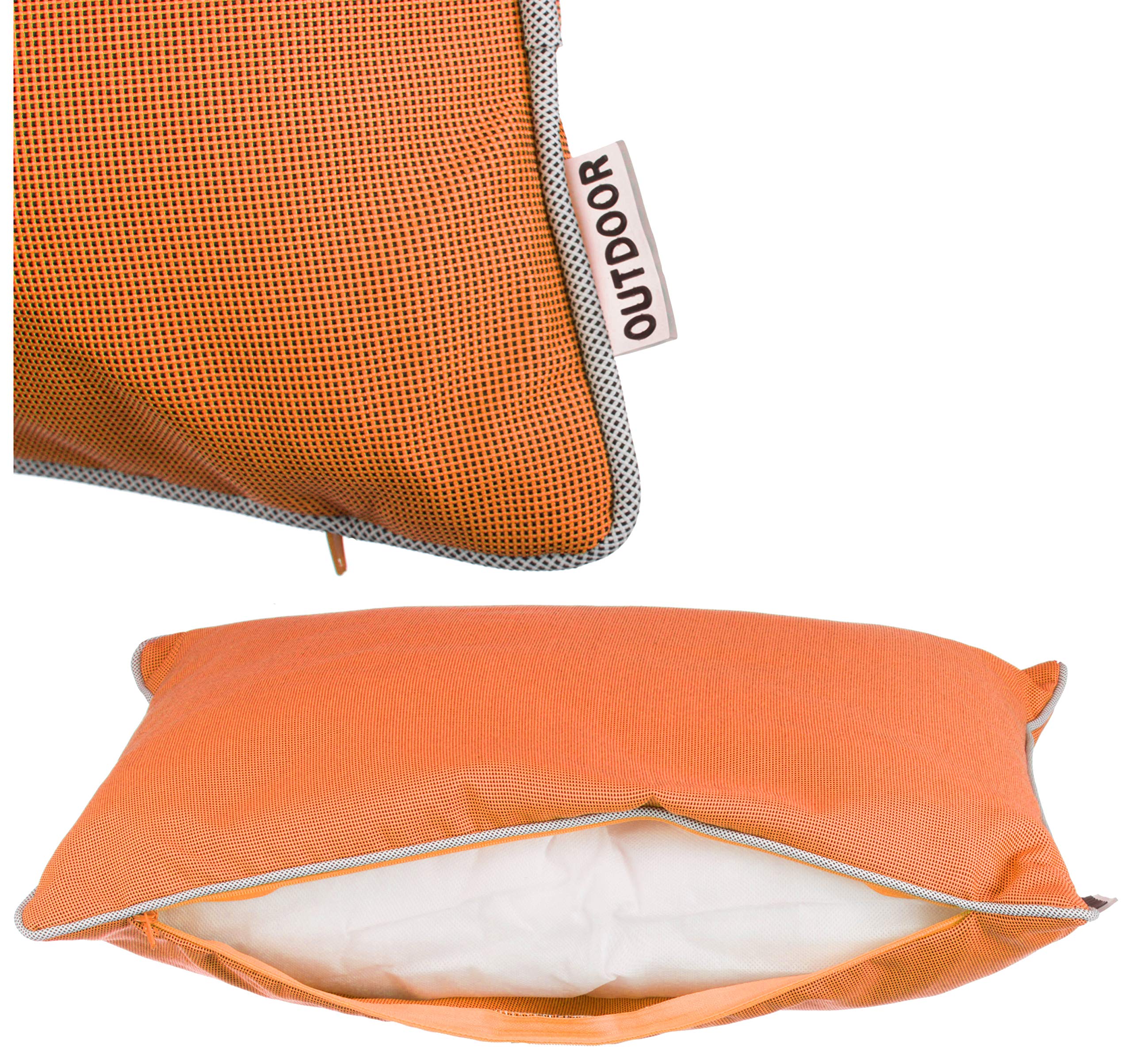 Brandsseller Set de 2 Cojines de Exterior 45x45 cm – Cojines Decorativos Impermeables con Ribete – Resistentes a la Intemperie para Jardín, Sofá, Balcón y Terraza – Naranja