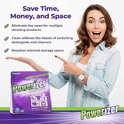 Miniatura 7 de Powerizer Detergente en polvo completo y limpiador multiusos  Polvo detergente de 3 libras  136 cucharadas  Jabón concentrado a base de plantas y