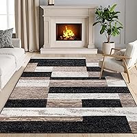 Vista 19 de Superior Alfombra de pasillo para interiores, respaldo de yute, decoración moderna de patchwork geométrico para dormitorio, oficina, sala de estar