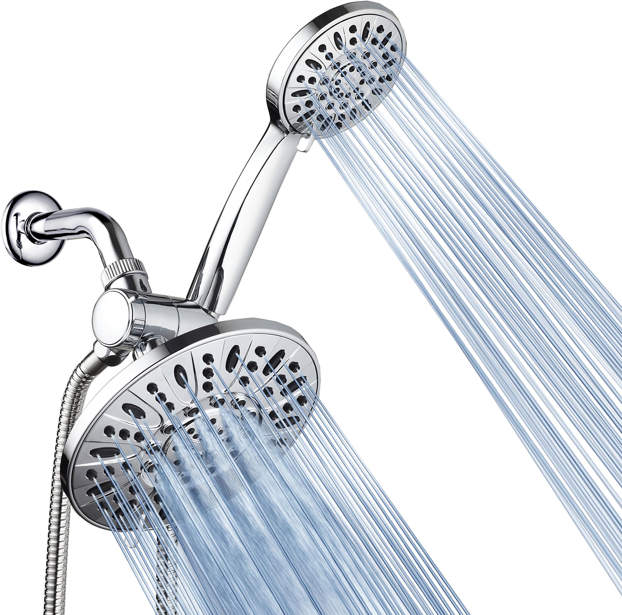 7" Premium High Pressure 3-Way Rainfall Combo for The Best of Both Worlds - Enjoy Luxurious Rain Showerhead and 6-Setting Hand Held Shower Separately or Together - Chrome Finish - 3328