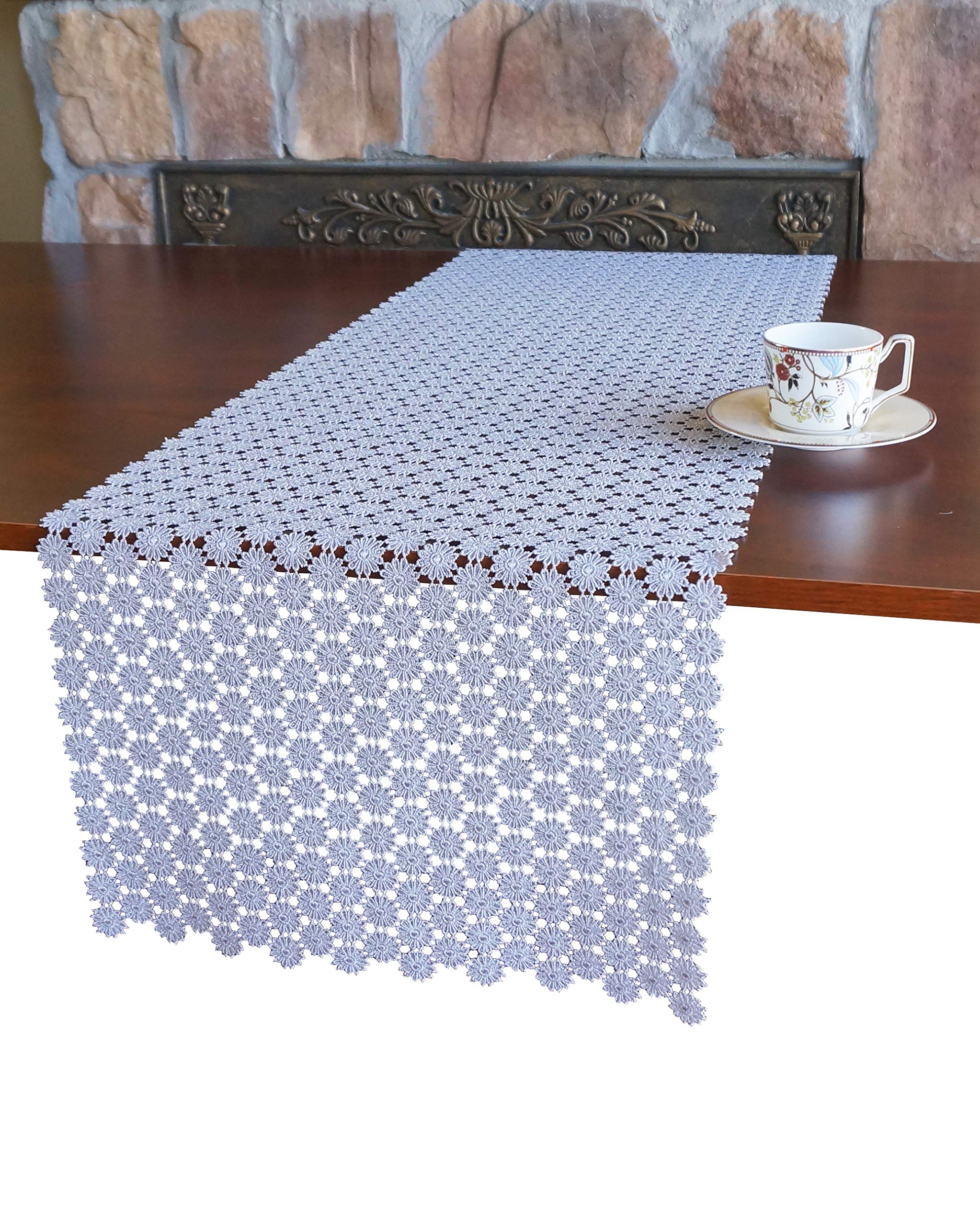 GRANDDECO Elegant Lace Table Runner,Dresser Scarf Table Linen for Home Kitchen Dining Room Wedding Coffee Tabletop Decorat...