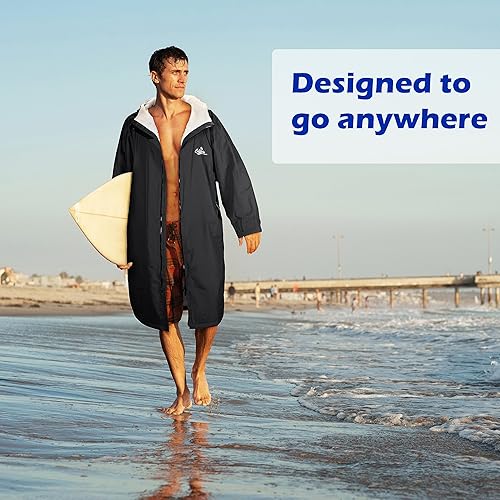 Miniatura 6 de Catalonia Parka de natación para hombres y mujeres, chaqueta de natación impermeable, cálida bata de poncho cambiante con forro de sherpa
