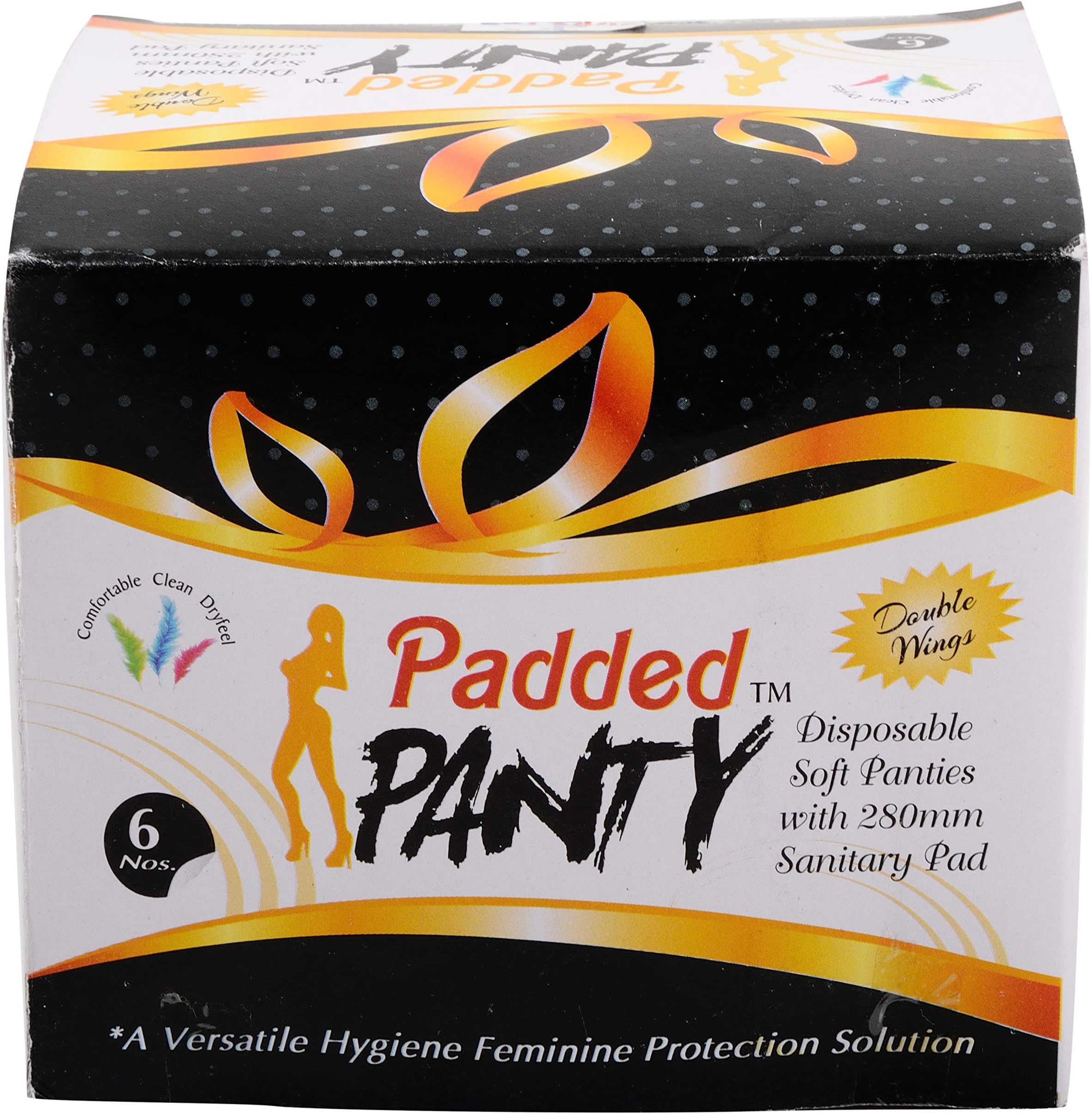 PADDED PANTY Disposable Panty Liners, Pack Of 6 (XXL, Black)