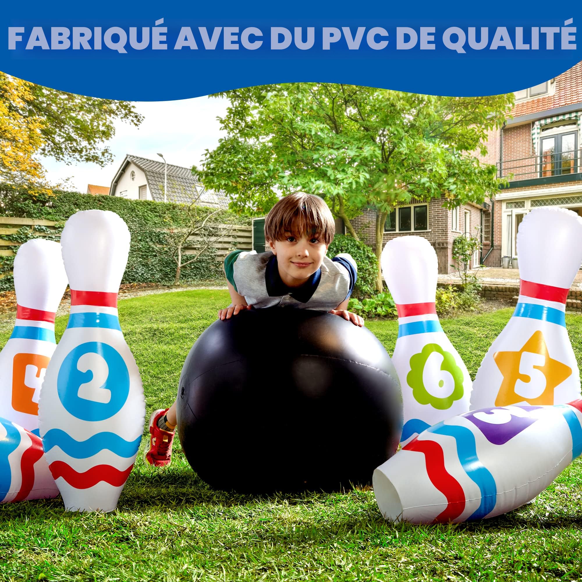 Joyin Jeu De Quilles Gonflable Géant – 68,5 Cm – Pour Fêtes Enfants Et Adultes – Intérieur Et Extérieur – Pompe Incluse