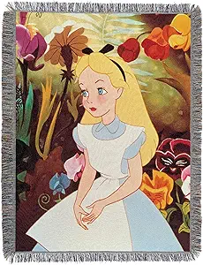 Disney Alice in Wonderland, "Alice in the Garden" Woven Tapestry Throw Blanket, 48" x 60"