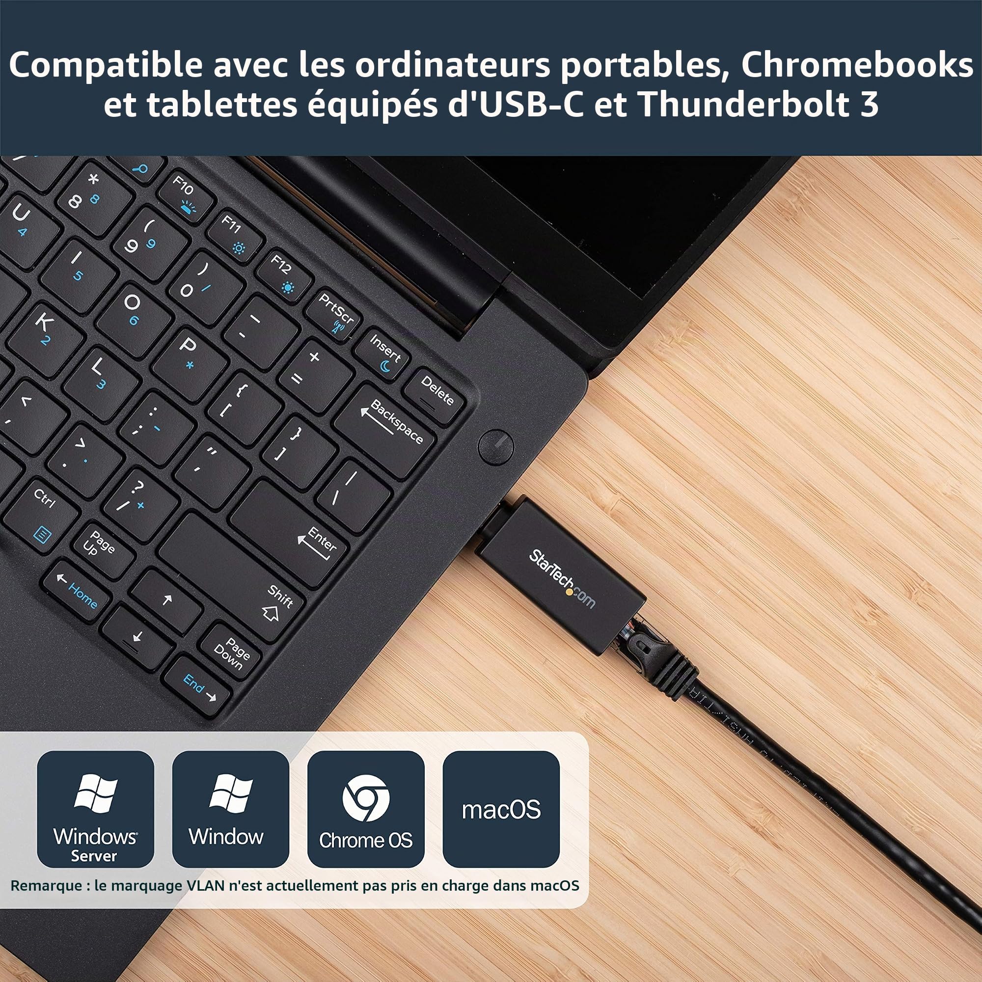 StarTech Adaptateur USB-C vers Gigabit Ethernet, Port Thunderbolt 3