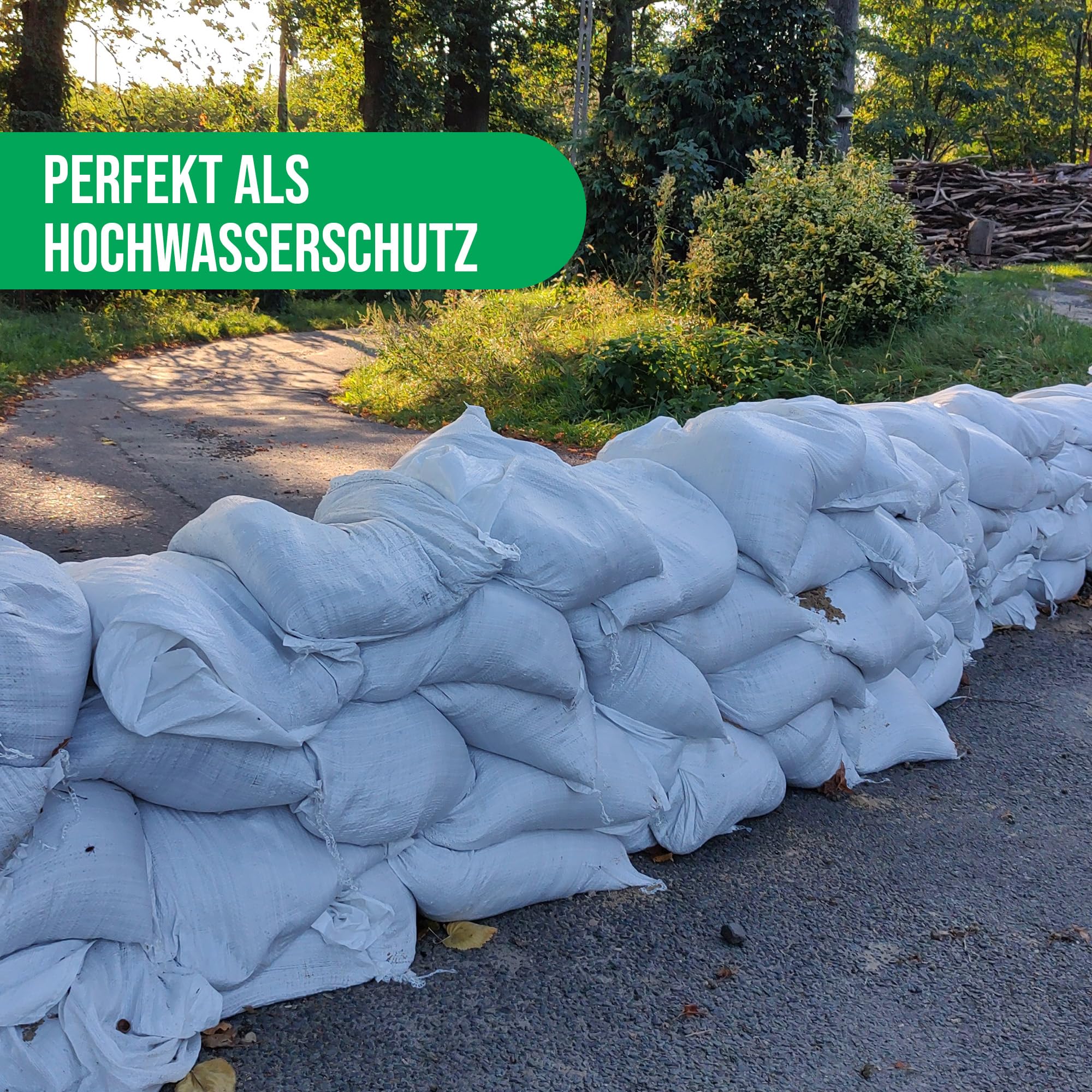Hochwasser Sandsäcke zum Befüllen 50 Stück | PP Gewebesack 40x60 cm | Sandsack Wasserschutz weiß | Gartensack mit Bindegarn für bequemes, sicheres Verschließen | reißfest