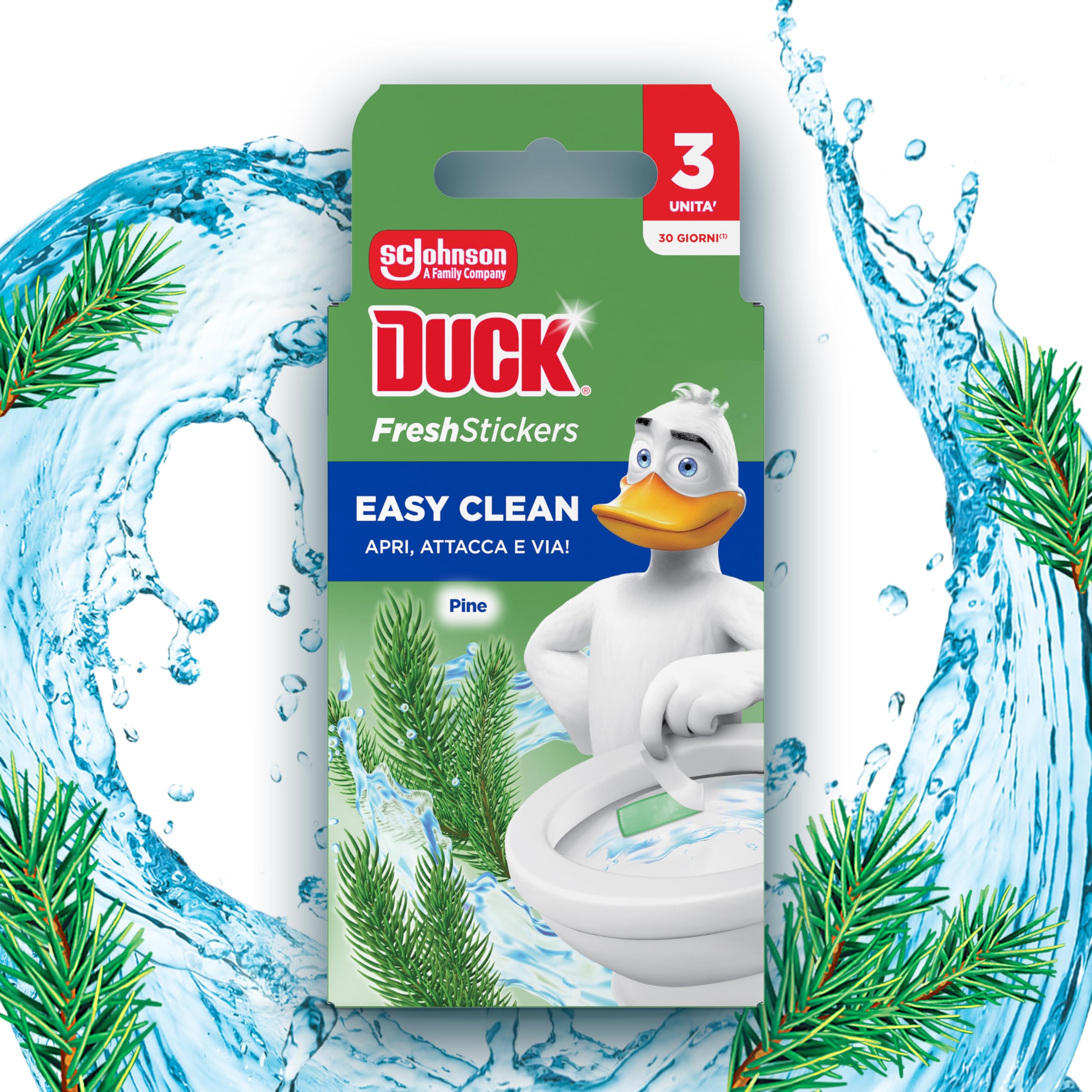Duck Fresh Stickers, Strisce Adesive Gel Igienizzanti WC, Lime, 30 Strisce