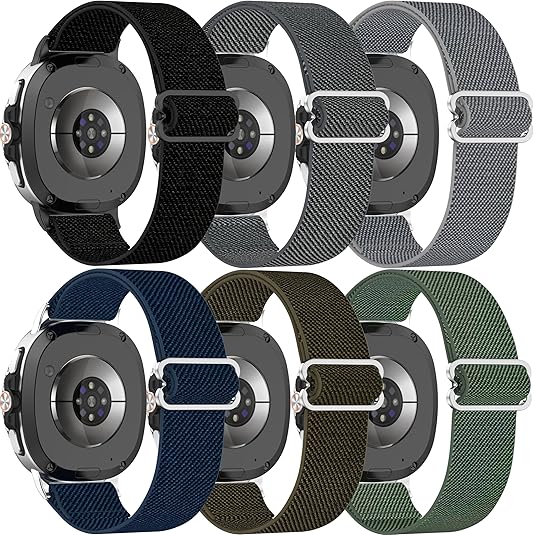 6 Pack Stretchy Braided Bands Compatible With Samsung Galaxy Watch 8 40mm 44mm/Galaxy Watch 8 Classic 46mm,Elastic Nylon Sports Strap,For Both Men And Women