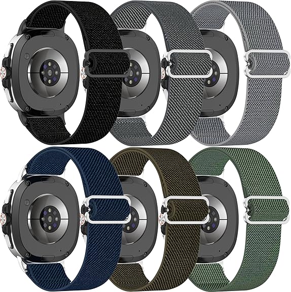 6 Pack Stretchy Braided Bands Compatible With Samsung Galaxy Watch 8 40mm 44mm/Galaxy Watch 8 Classic 46mm,Elastic Nylon Sports Strap,For Both Men And Women