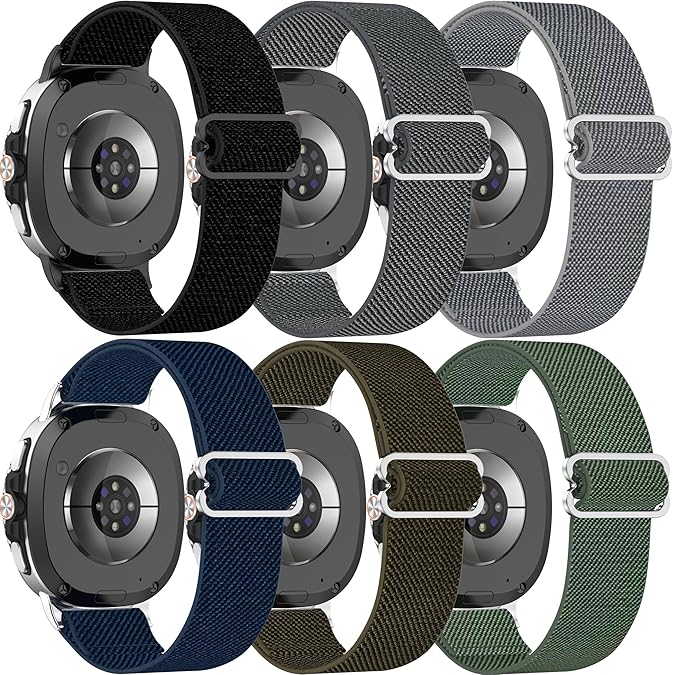 6 Pack Stretchy Braided Bands Compatible With Samsung Galaxy Watch 8 40mm 44mm/Galaxy Watch 8 Classic 46mm,Elastic Nylon Sports Strap,For Both Men And Women
