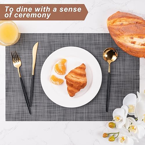 Miniatura 3 de Juego de 6 manteles individuales de vinilo lavables para interiores y exteriores, para mesa de comedor, duraderos, antideslizantes, resistentes al