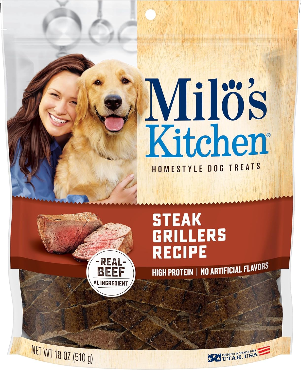 Milo's Kitchen Dog Treat Bundle: Chicken Meatballs 18 Ounce + Steak Grillers 18 Ounce