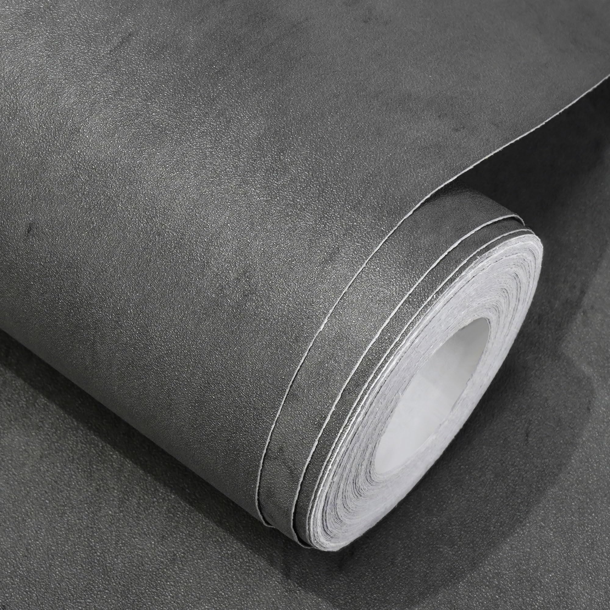 Papier peint en béton adhésif noir et gris rouleau WADILE 60x899 cm