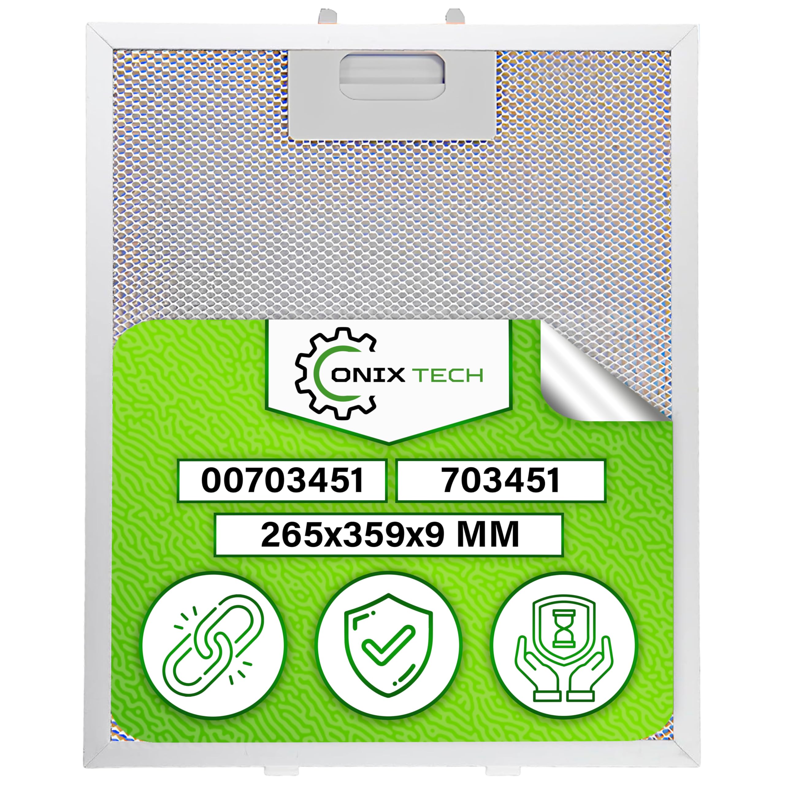 Filtro Campana Extractora Antigrasa de Aluminio 265x359x9 mm con Código Original 00703451 703451 10035302 para Bosch para Siemens para Balay - Garantía de 5 Años - ONIX TECH