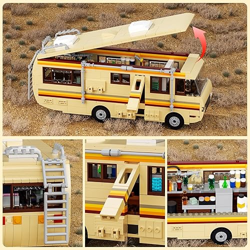Miniatura 2 de Breaking Bad - Juego de construcción de caravana, mercancía creativa de Breaking Bad Rvs, juego de juguetes de construcción de furgoneta cámper para