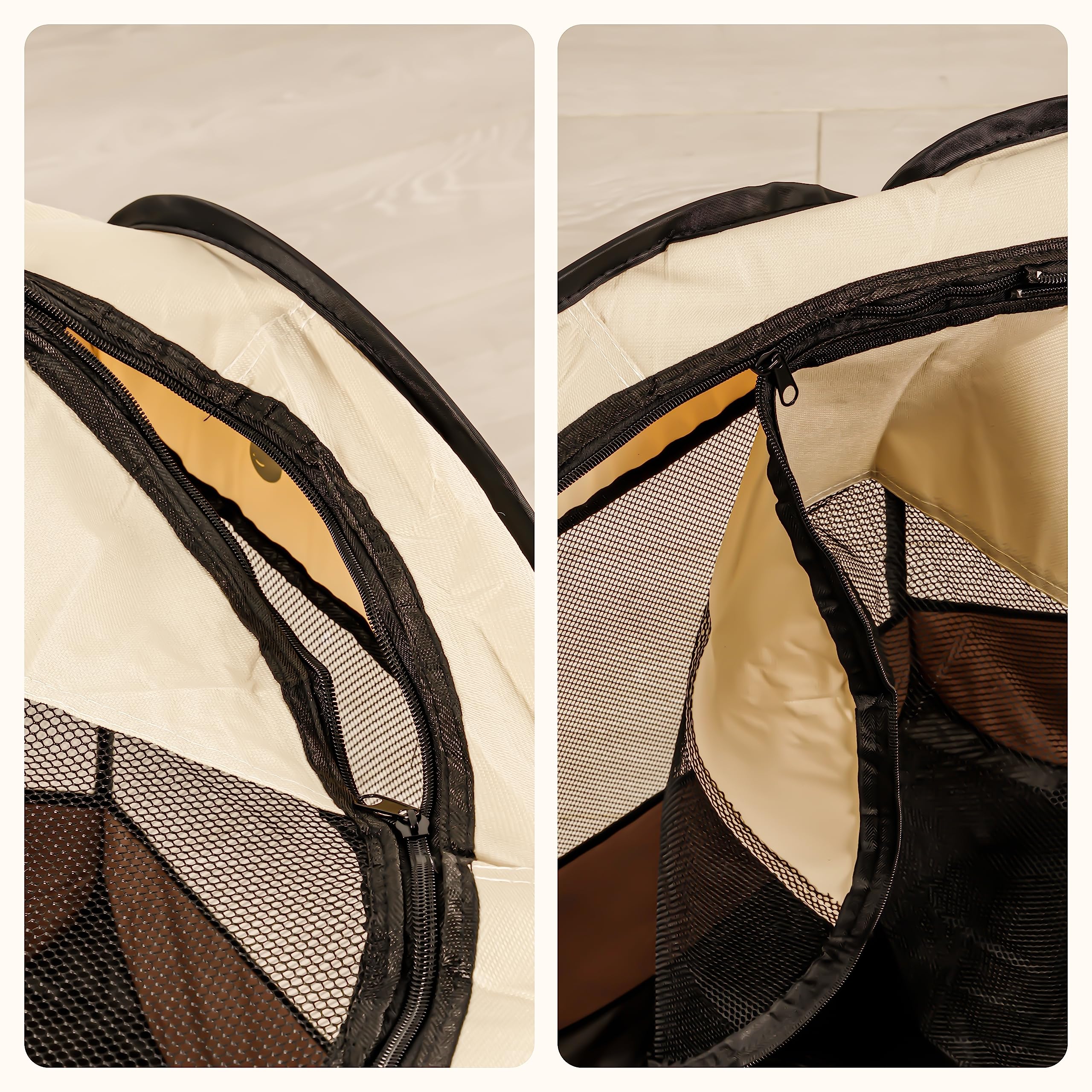 Baroni Home Recinto Pieghevole per Cani e Gatti da Interno e Esterno, Cuccia Salva spazio Trasportabile con Maniglia e Porta Apribile Confortevole con Borsa, Marrone, L, 96x60x45 cm