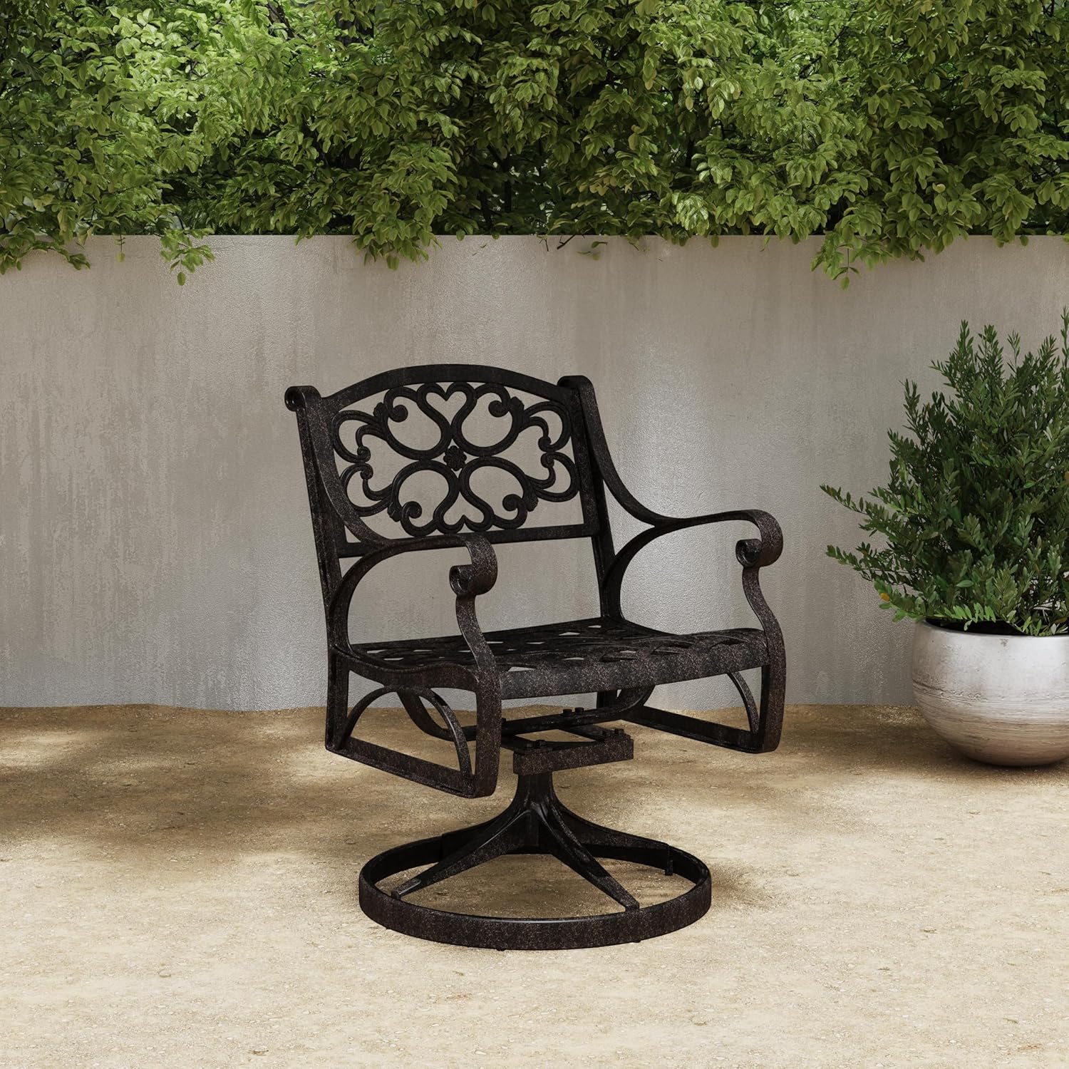 Bronze Aluminum Outdoor Swivel Rocking Chair with Cushion