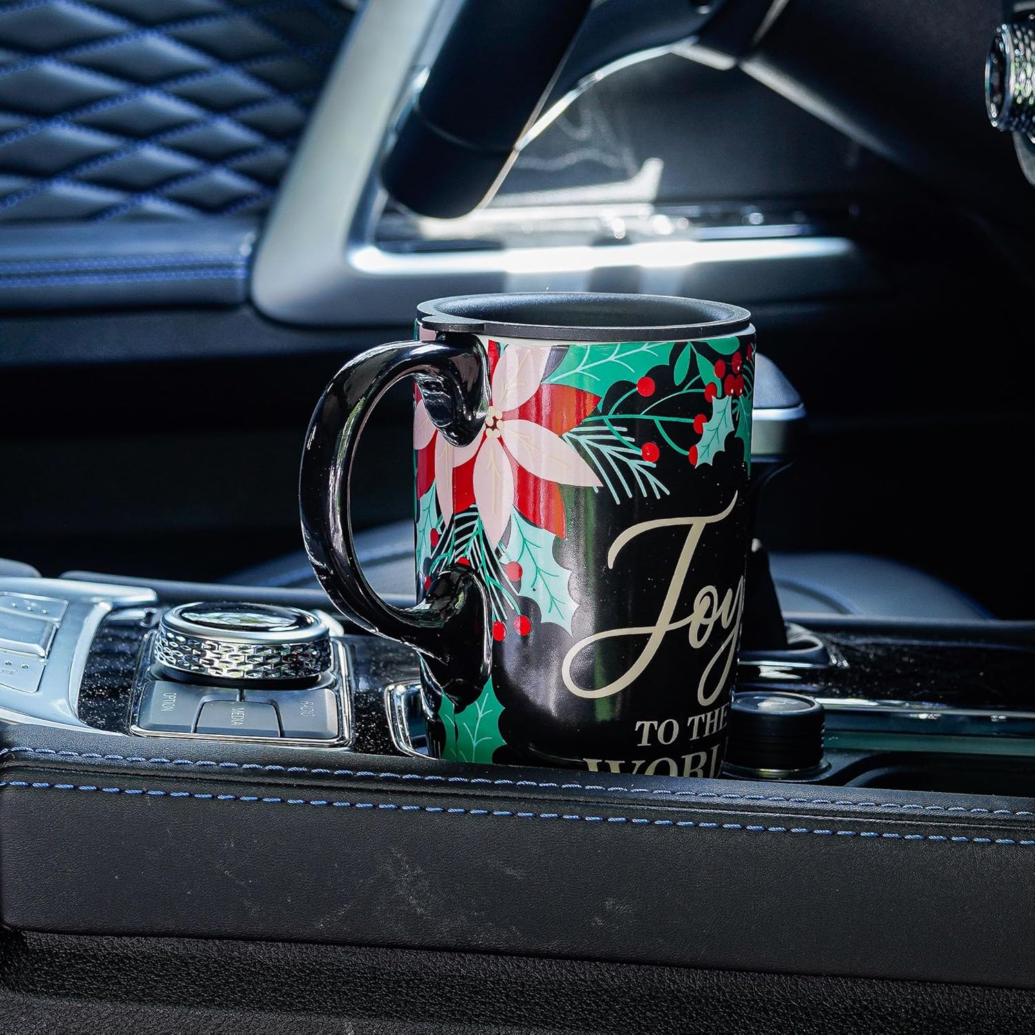 Topadorn Joy Christmas Ceramic Mug with Lid, 17oz Porcelain Coffee Cup in Gift Box for Holiday Tea & Latte - Image 3