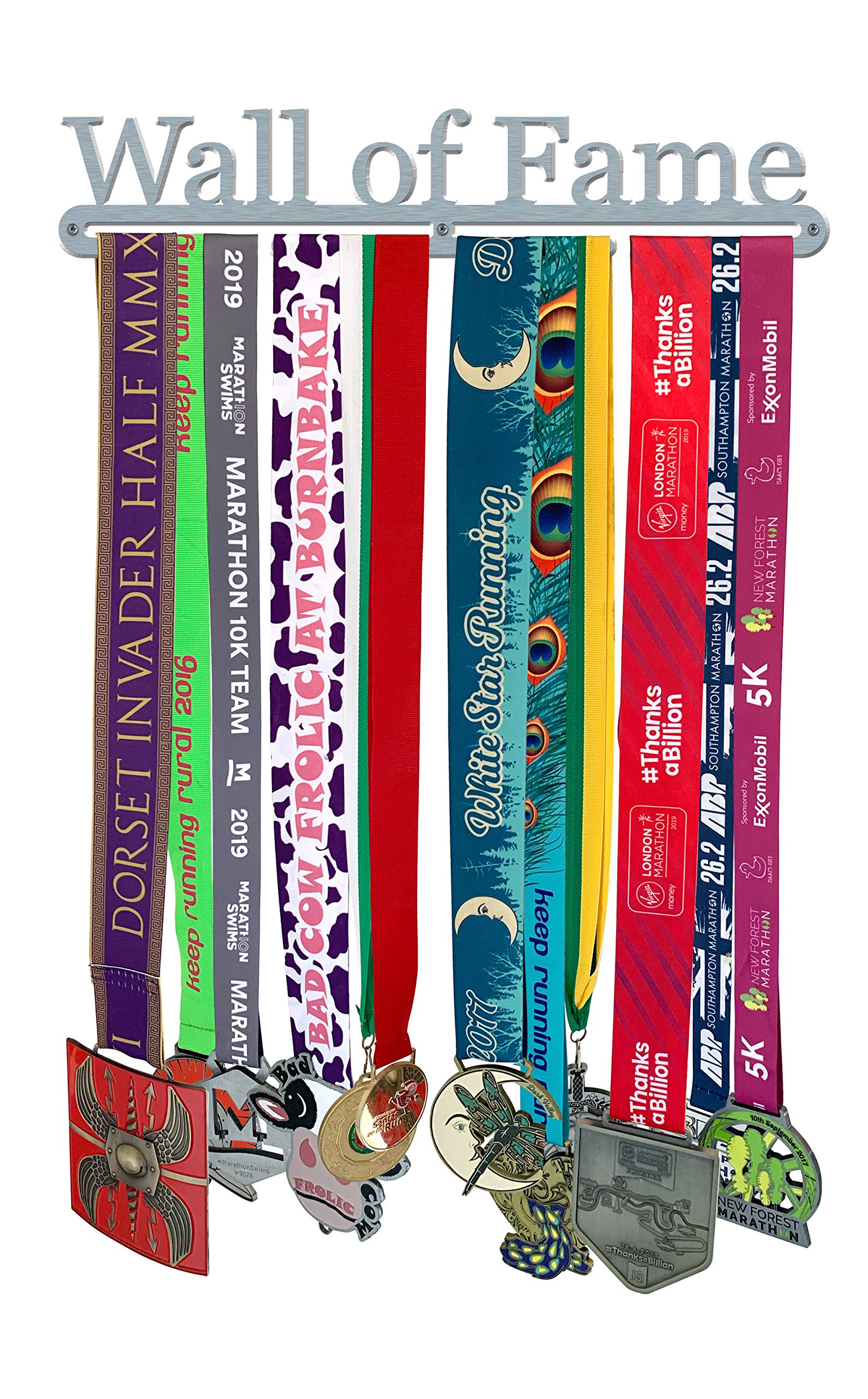 'Wall of Fame' LARGE Medal Hanger Display Holder Brushed Stainless Steel - Made in Britain