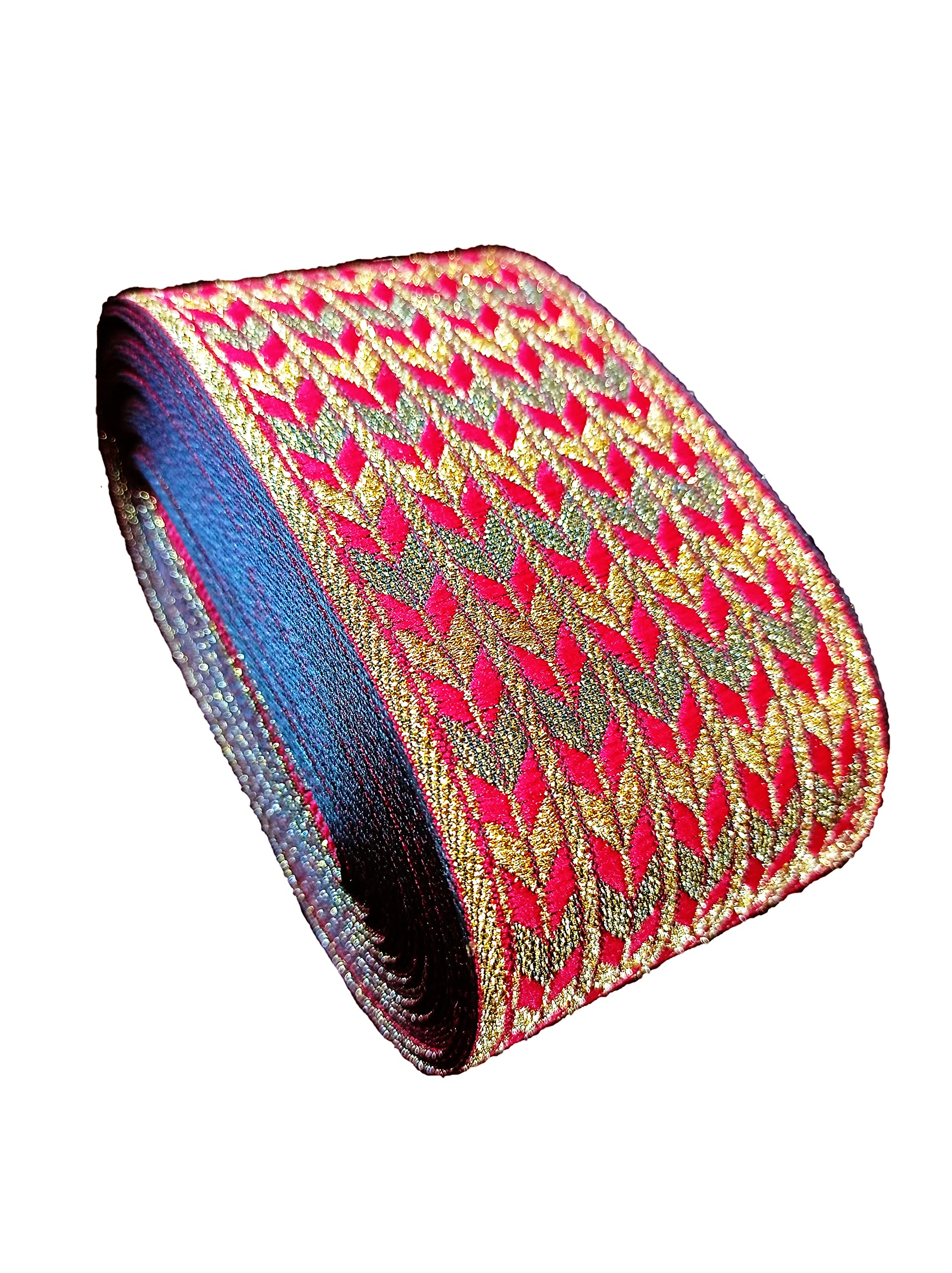 CARTZEYE Lace Border for Saree Falls Reel Jacquard Woven Heavy Design Work for Saree, Kurti, Dresses, Bandhani, Lehenga, Decorative Ribbon - 7 cm Width (Rani Pink, 9 Meter) 1