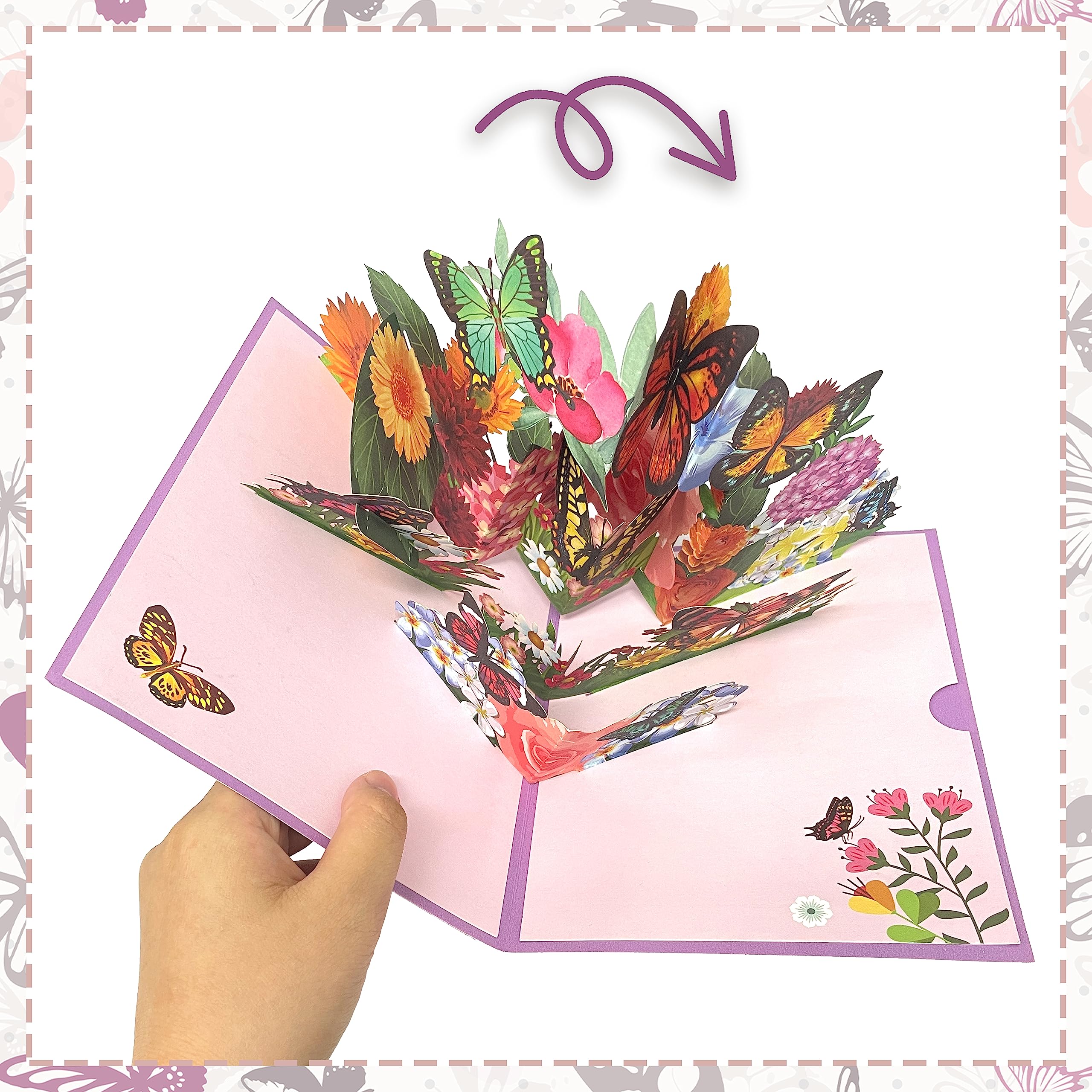 Gosknor Pop Up Happy Birthday Card, Delicate Butterfly Flowers 3D Greeting Card Pop Up Gift Box With Envelope For Female Women Daughter Mom Sister Niece Friends Ladies - View #13