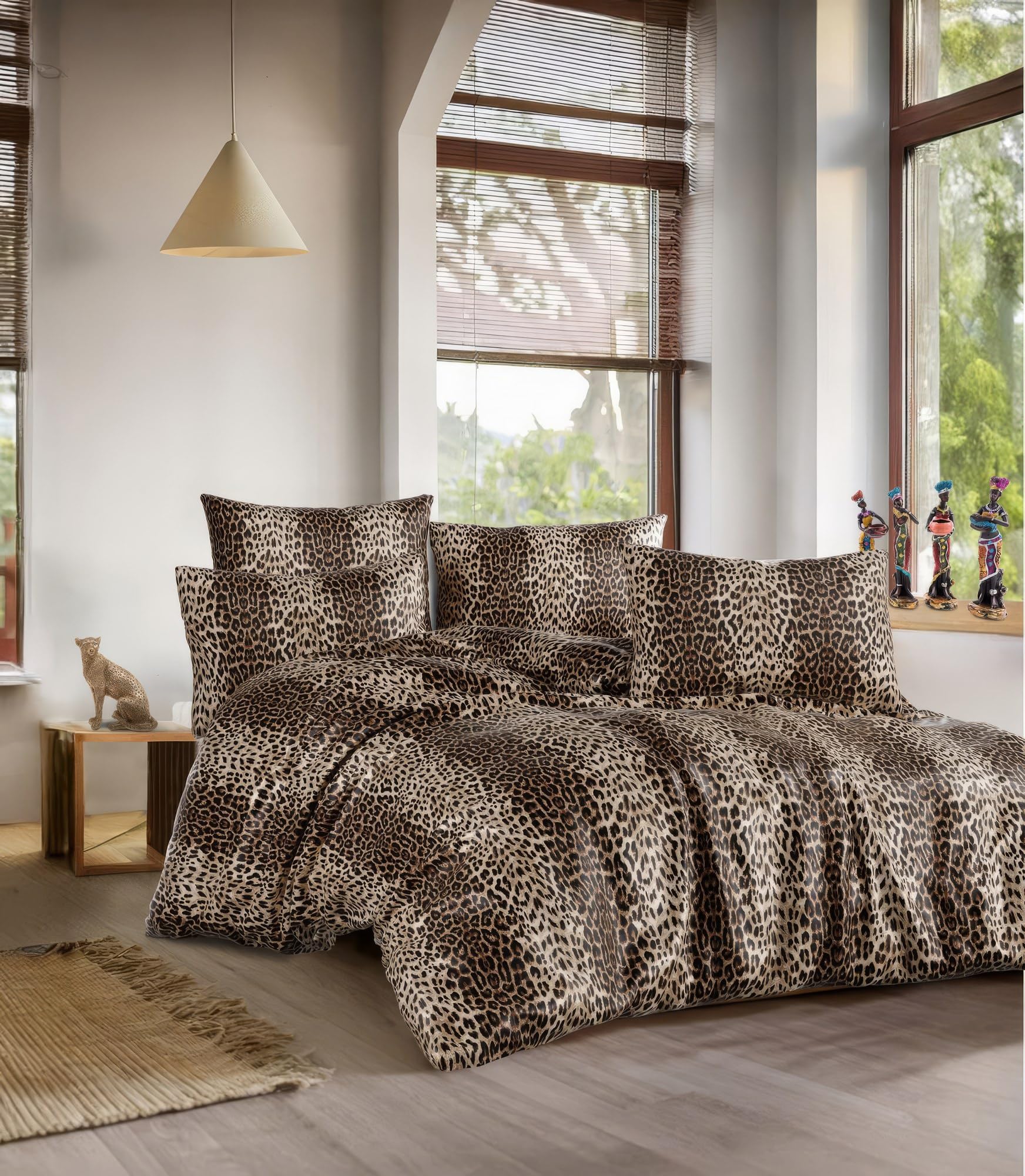 Nuit Des Rêves Single XL Quilt Cover Set (155 x 200 cm), Brown & Beige, 50% Cotton/50% Polyester, Machine Washable, 127 Thread Count, Button & Envelope Closure, Cosy & Stylish Bedding