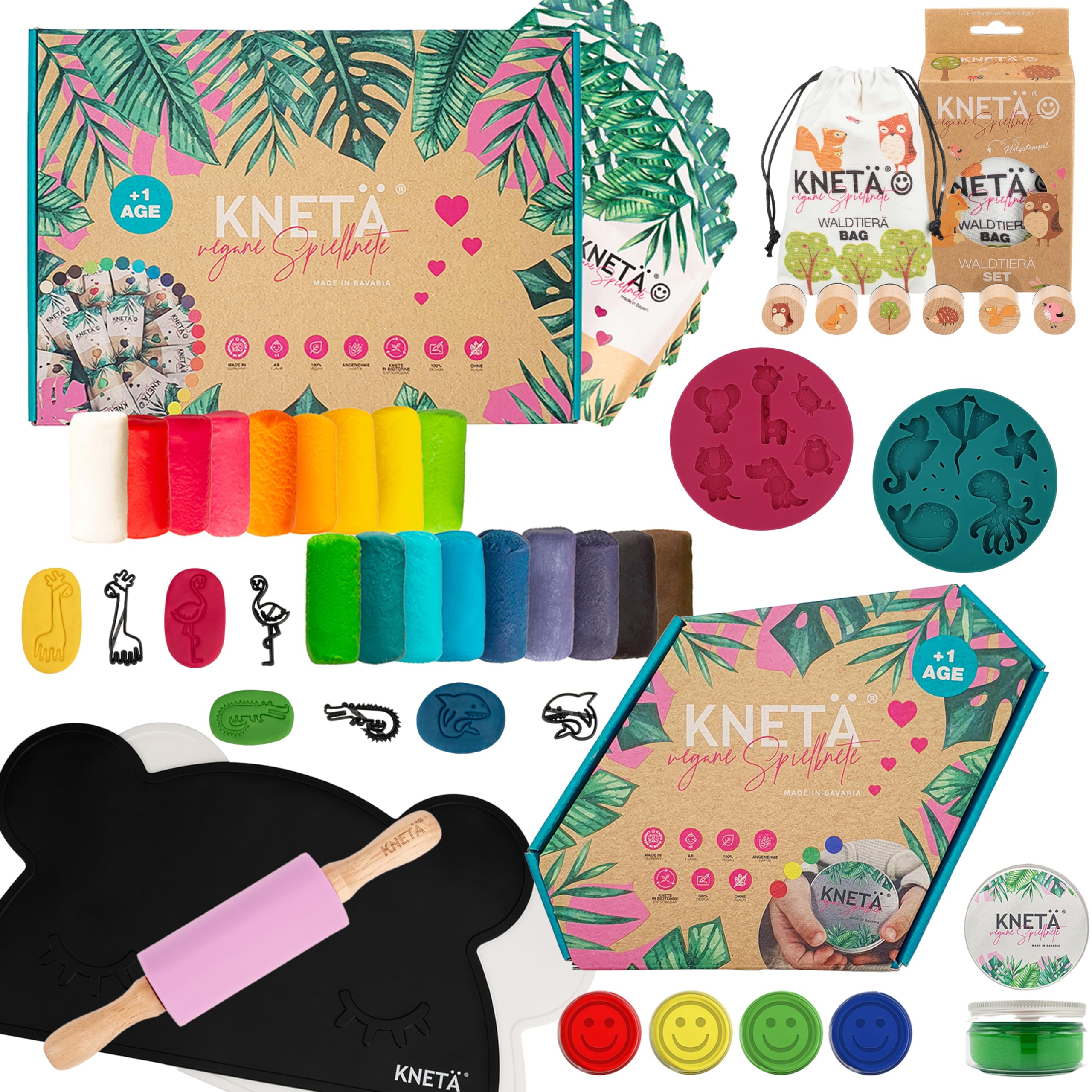 KNETÄ STARTÄR BUNDLES - Pâte à modeler végétalienne à partir de 1 an - Fabriquée en Allemagne - Accessoire de pétrissage - Taille XL