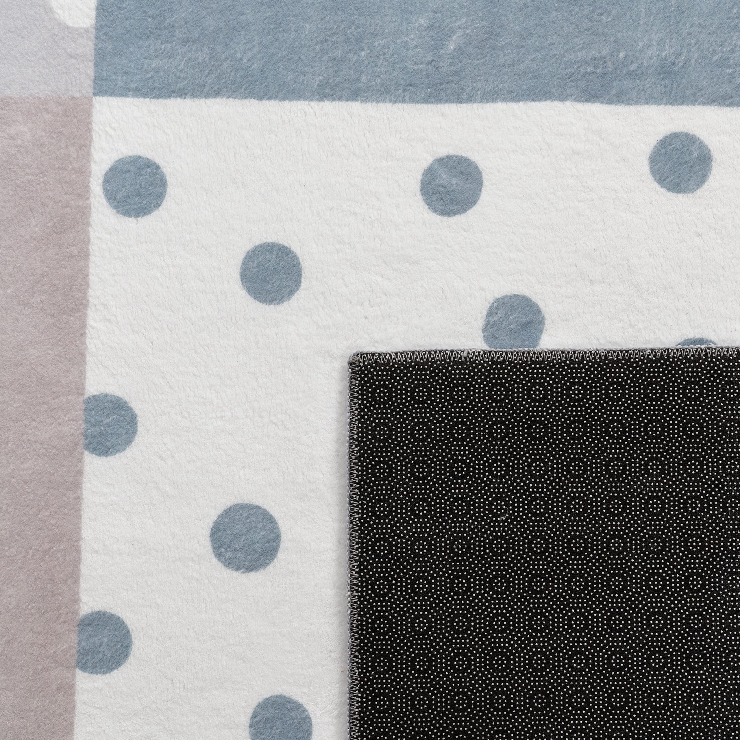 Paco Home Tappeto Bambini Cameretta Bambina Ragezzi Antiscivolo Arcobaleno Cuore Polkadot, Dimensione:80x150 cm, Colore:Beige