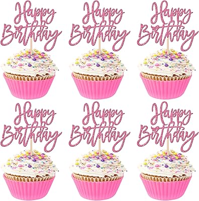 24 Piezas de Decoraciones para Cupcakes de Cumpleaños