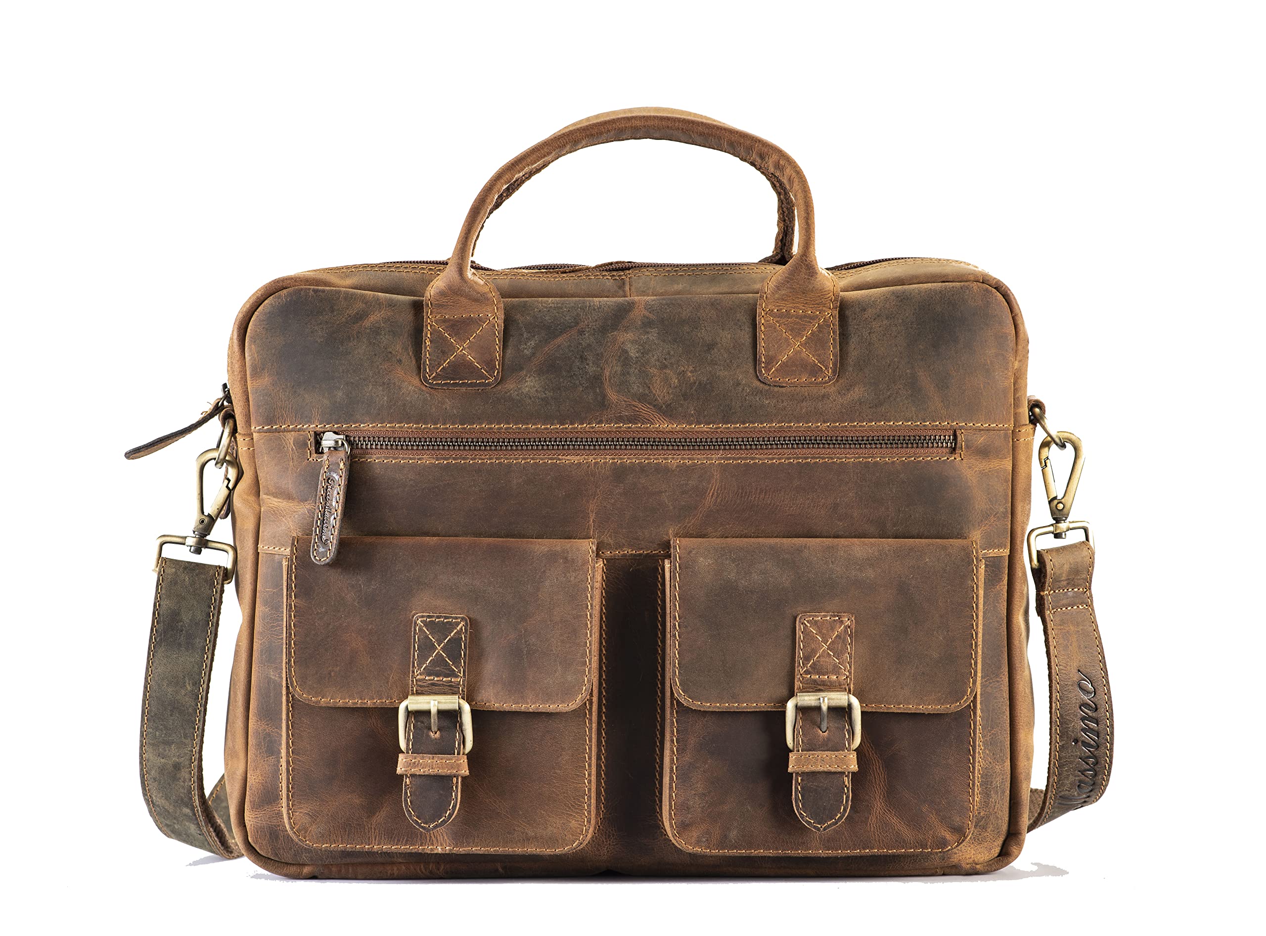 PICCO MASSIMO Men’s 15.6-inch Laptop Padded Messenger Bag - Handcrafted Leather Elegance | Organized Storage with Multiple Compartments | Removable, Adjustable Shoulder Strap