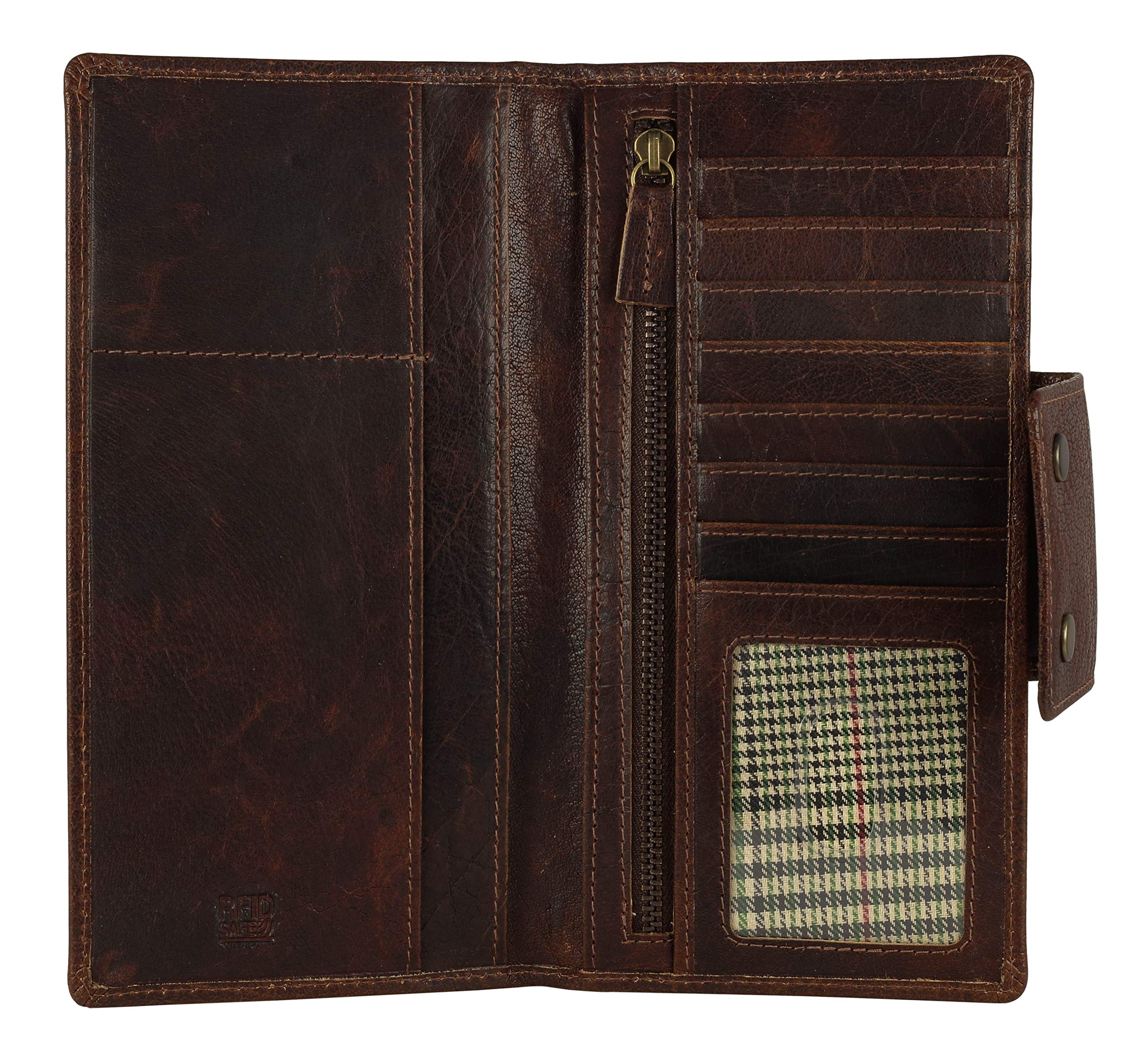 Mou Meraki Genuine Leather RFID Blocking Long Wallet – Vintage Bifold for Men